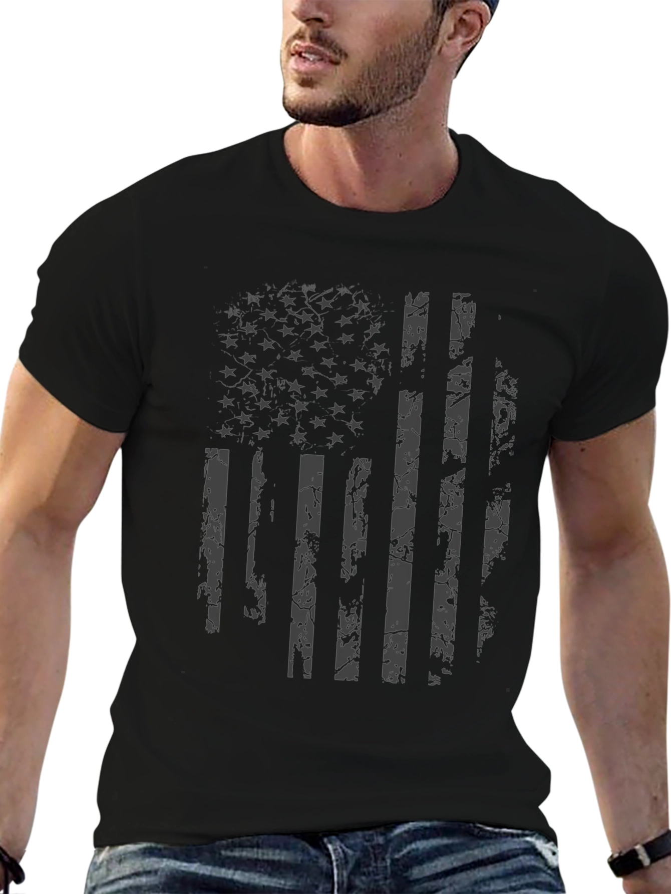Distressed American Flag Graphic T-Shirt