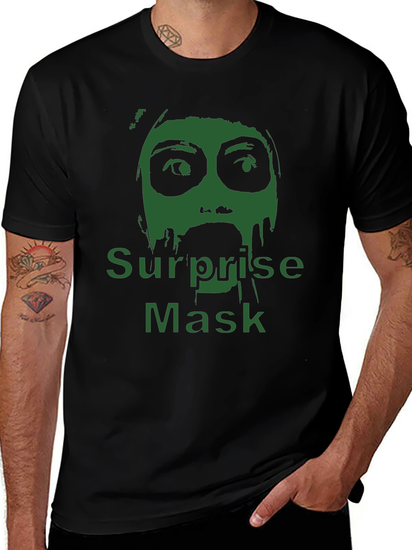 Surprise Mask Graphic T-Shirt - Mens Black Tee