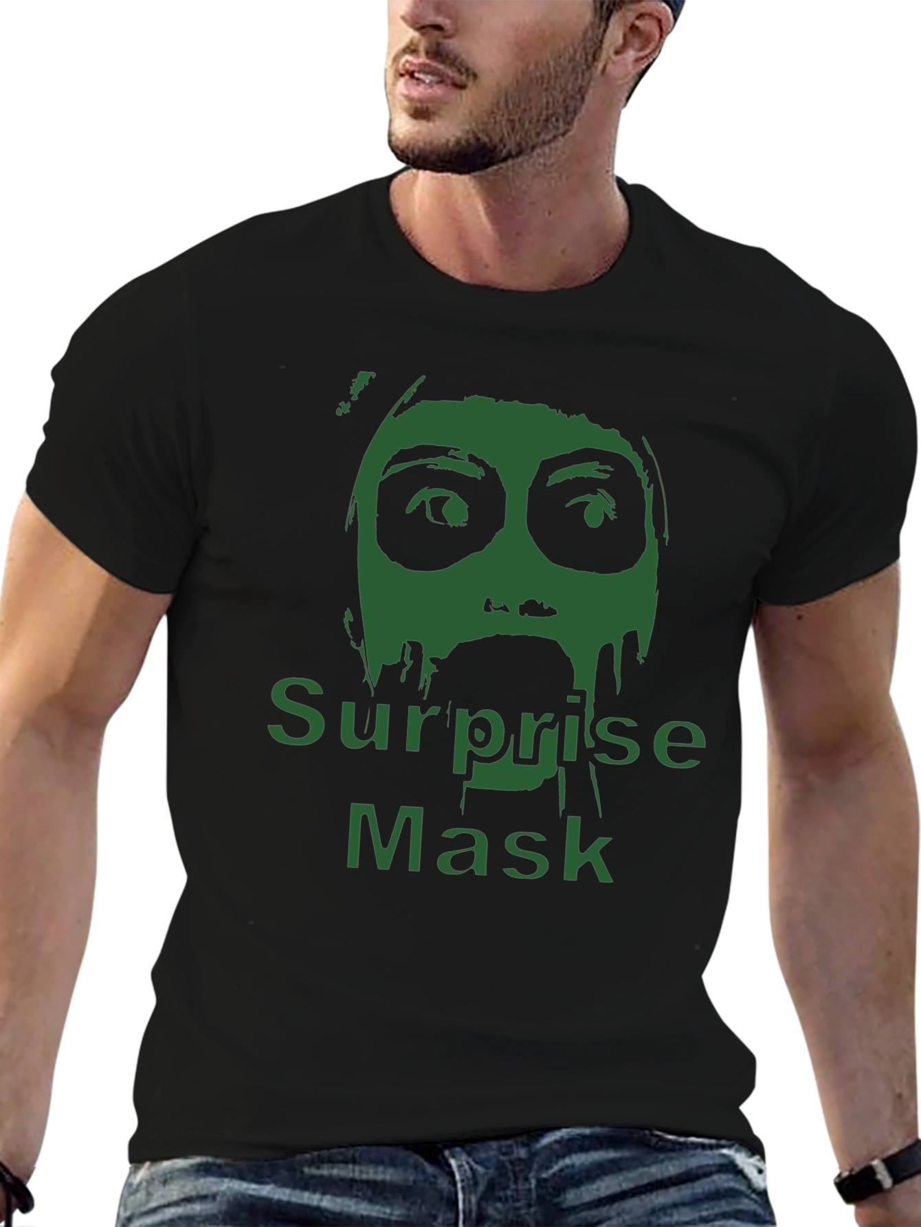 Surprise Mask Graphic T-Shirt - Mens Black Tee