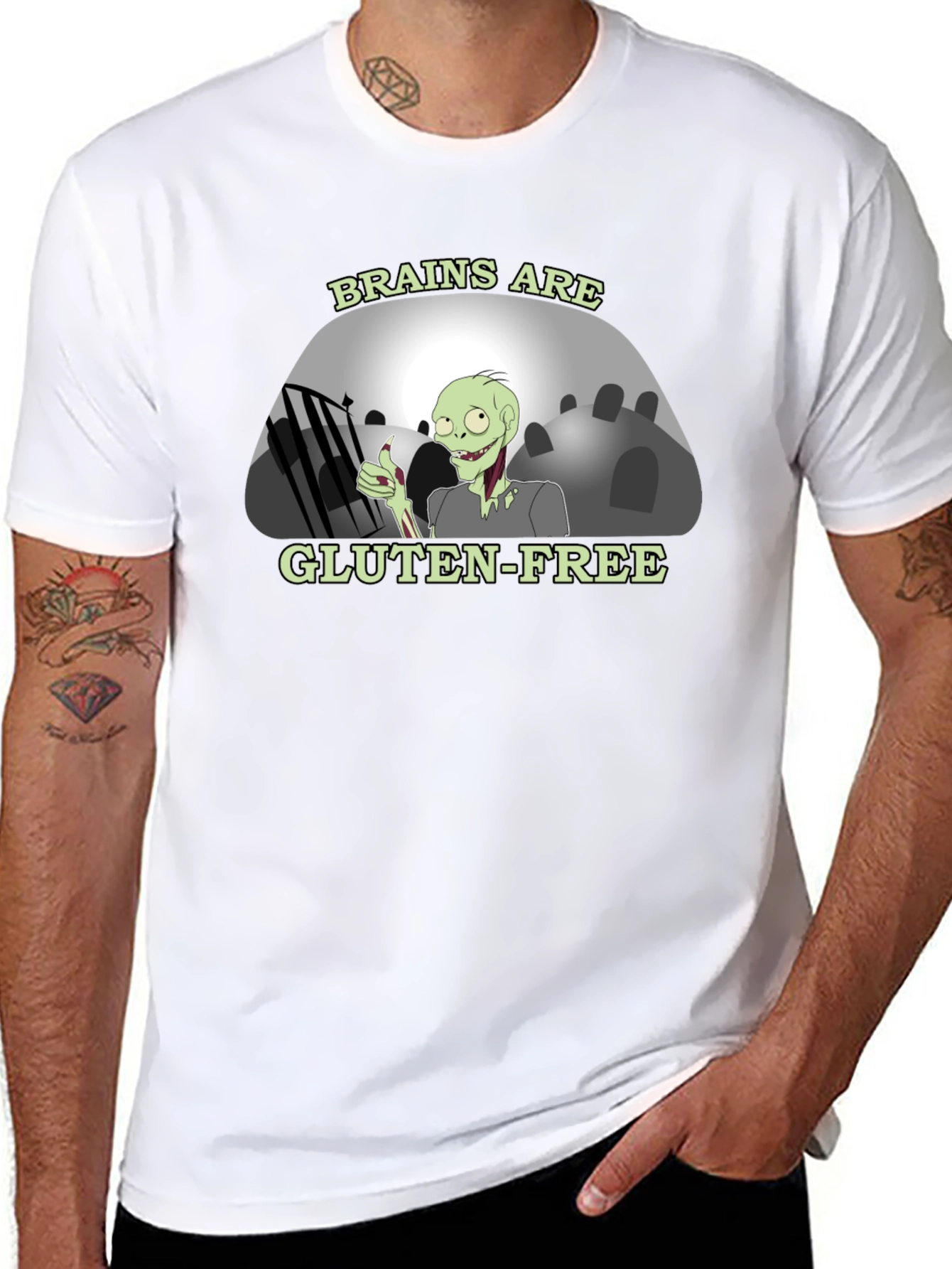 Brains Are Gluten-Free Zombie Humor T-Shirt