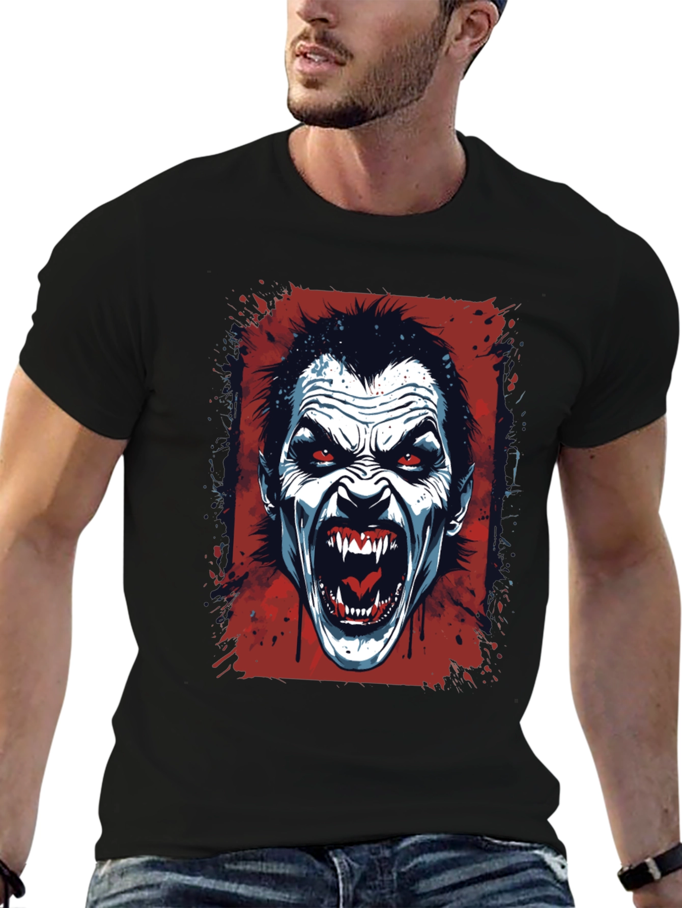 Vampire Graphic T-Shirt - Horror Fang Design