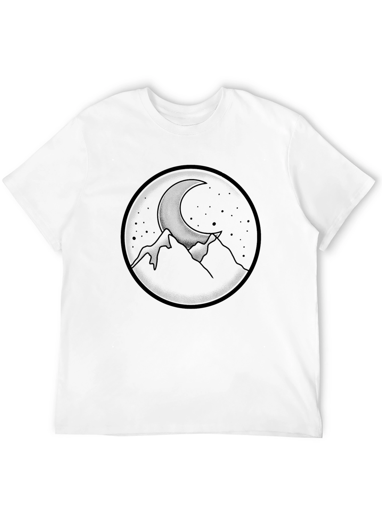 Moonlit Mountains Graphic Tee - Black Crew Neck