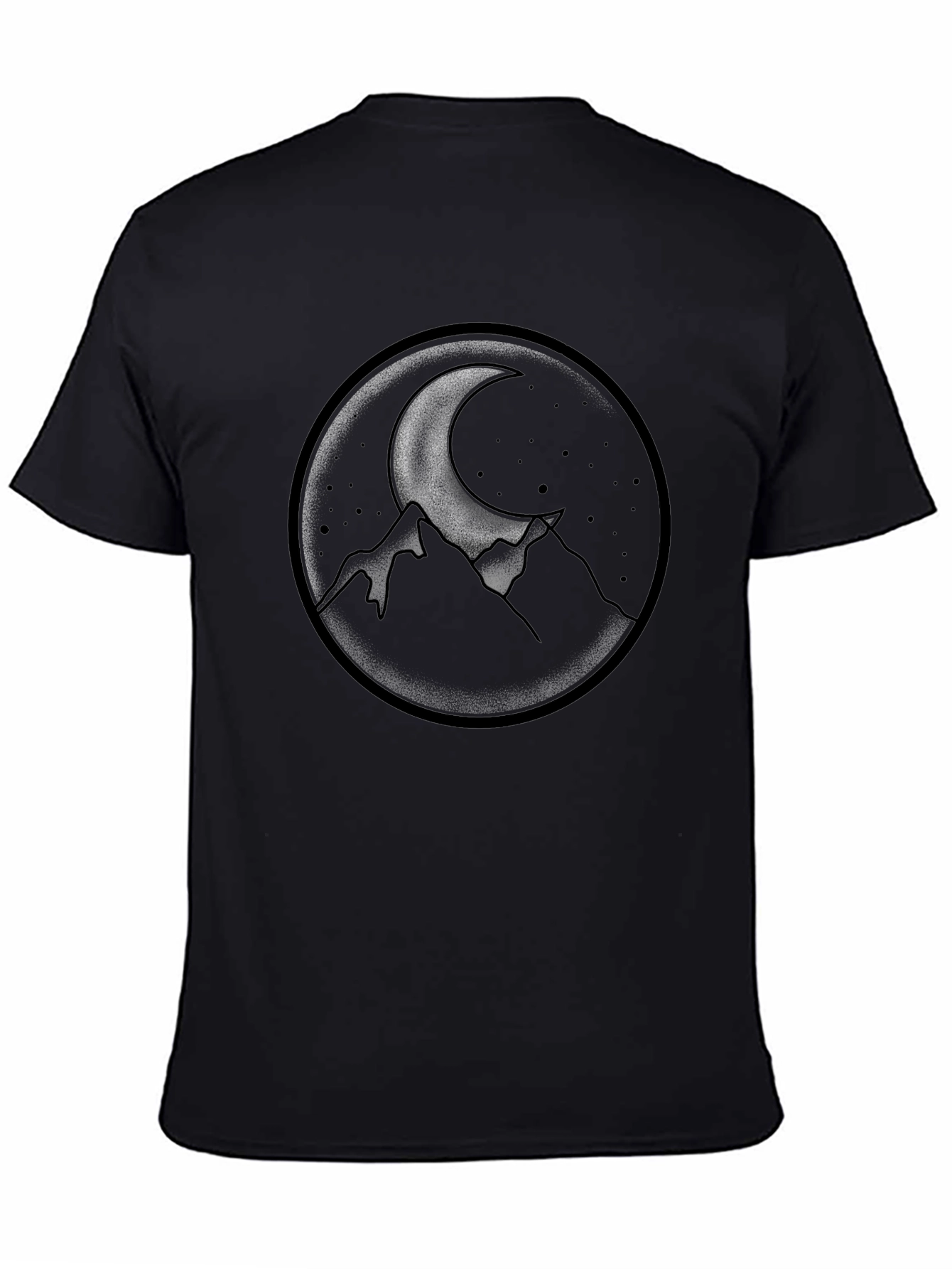 Moonlit Mountains Graphic Tee - Black Crew Neck
