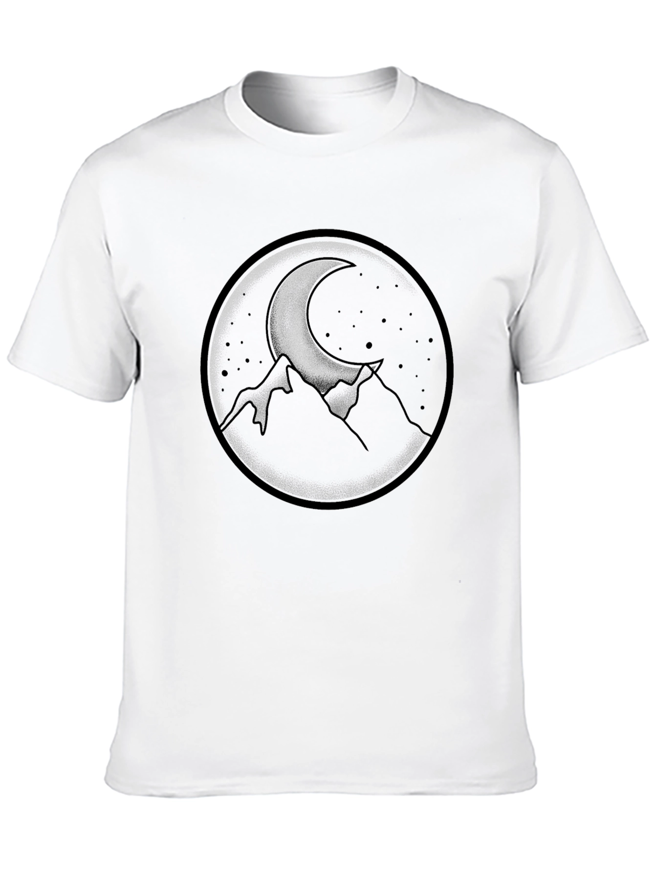 Moonlit Mountains Graphic Tee - Black Crew Neck