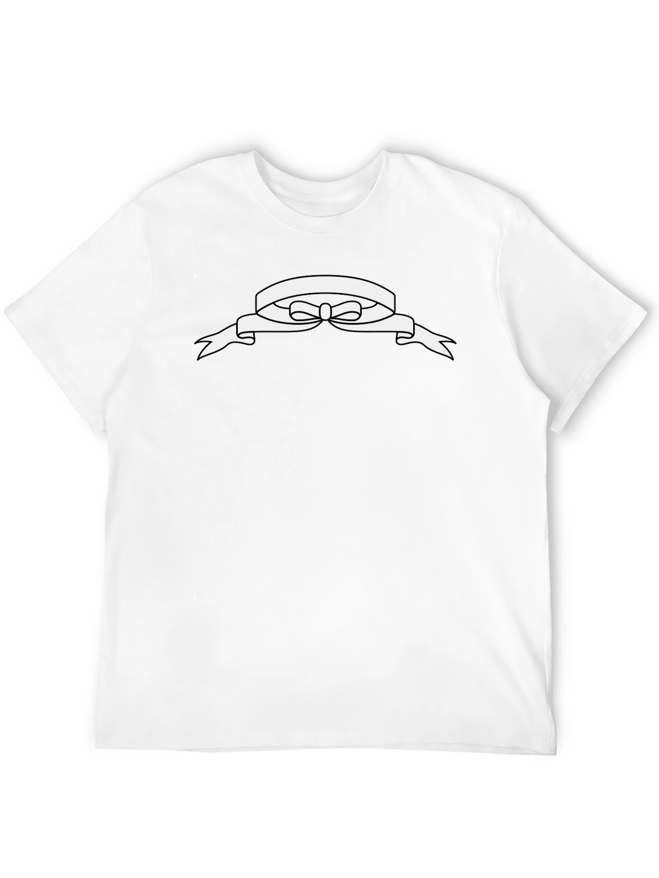 Black T-Shirt with White Ribbon Design