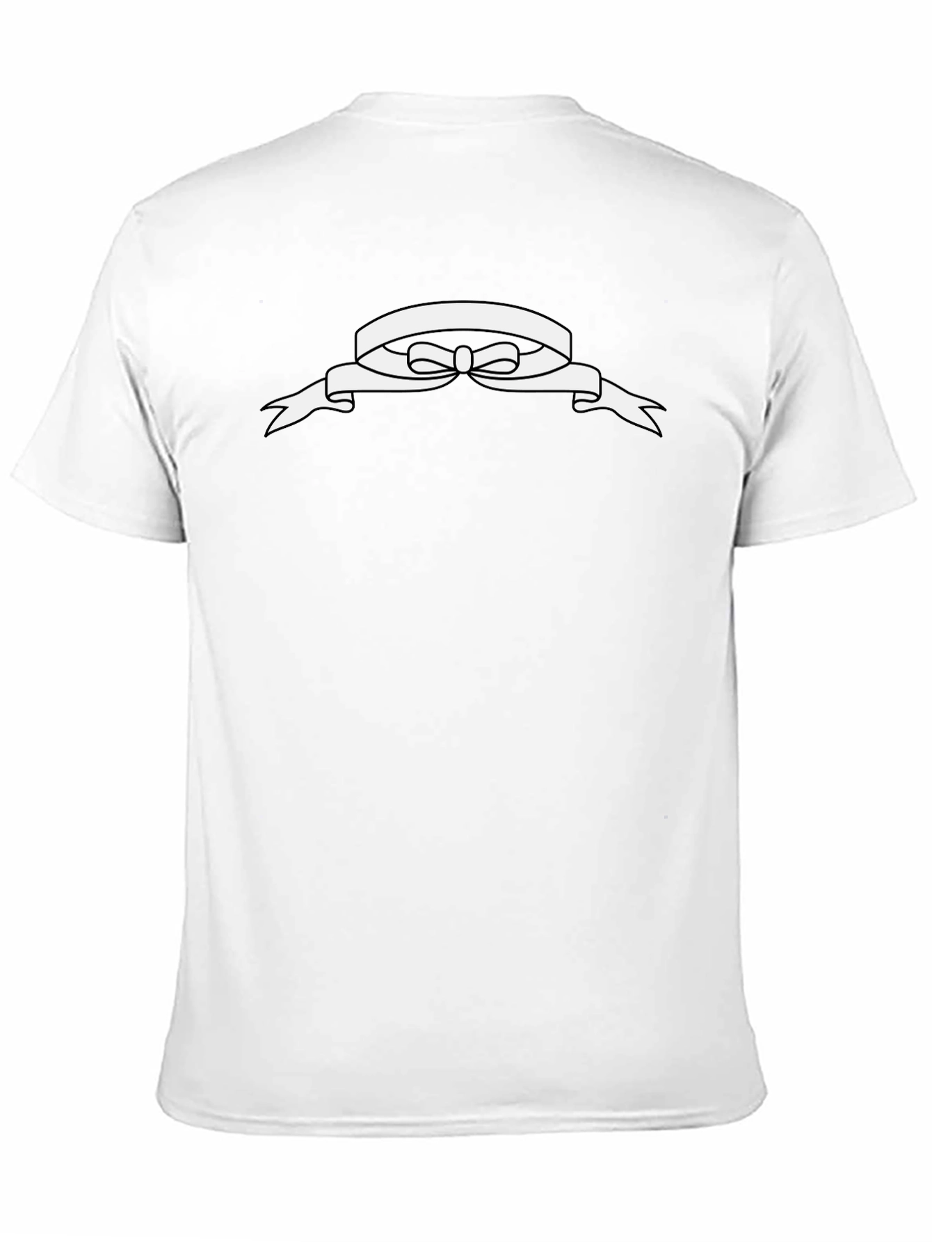 Black T-Shirt with White Ribbon Design