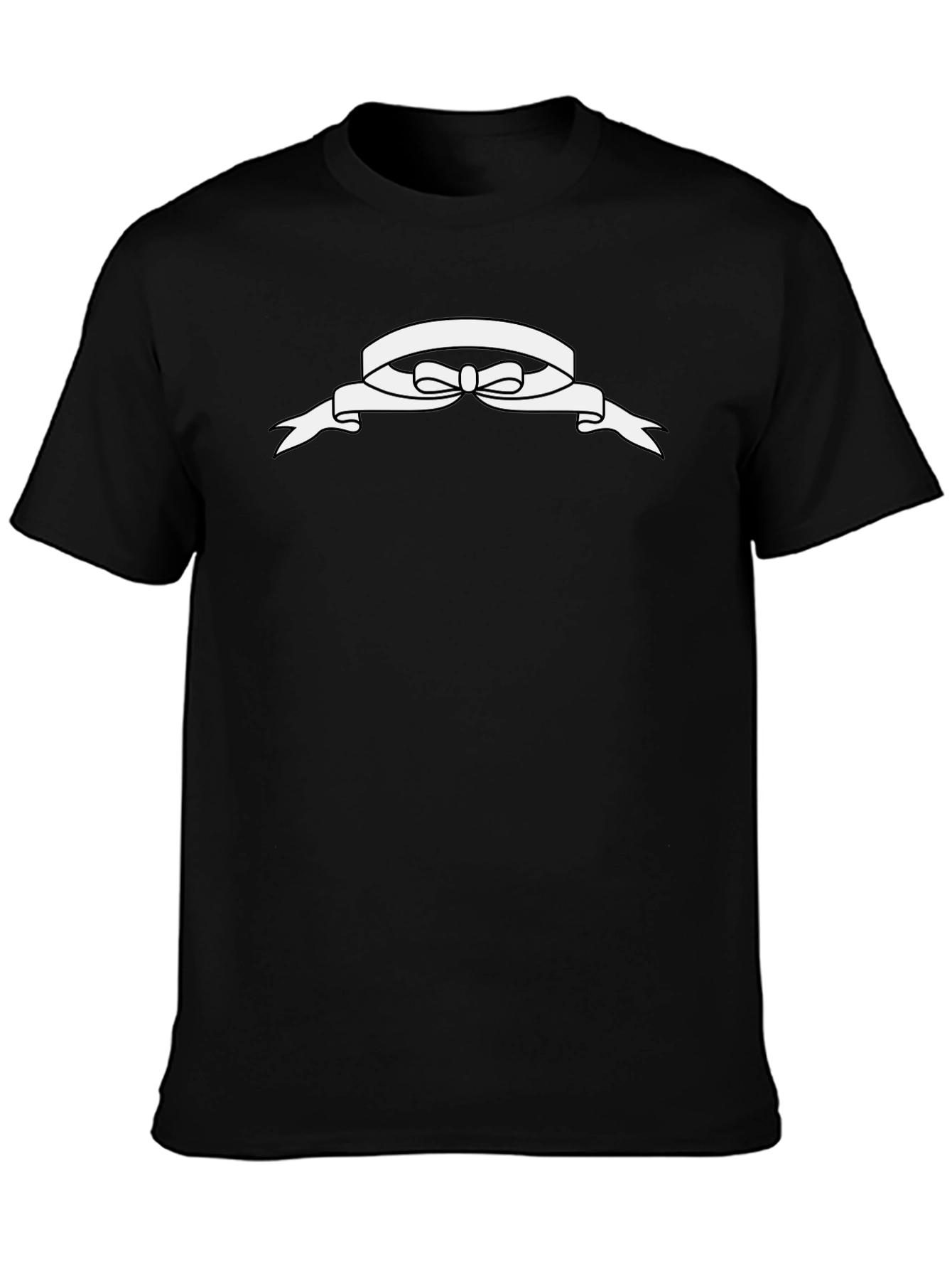 Black T-Shirt with White Ribbon Design