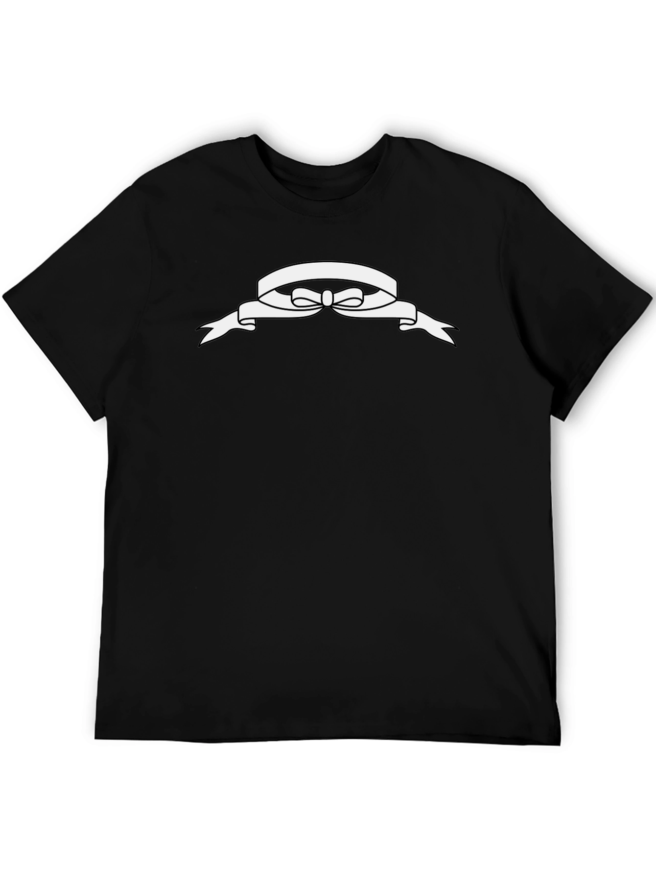 Black T-Shirt with White Ribbon Design