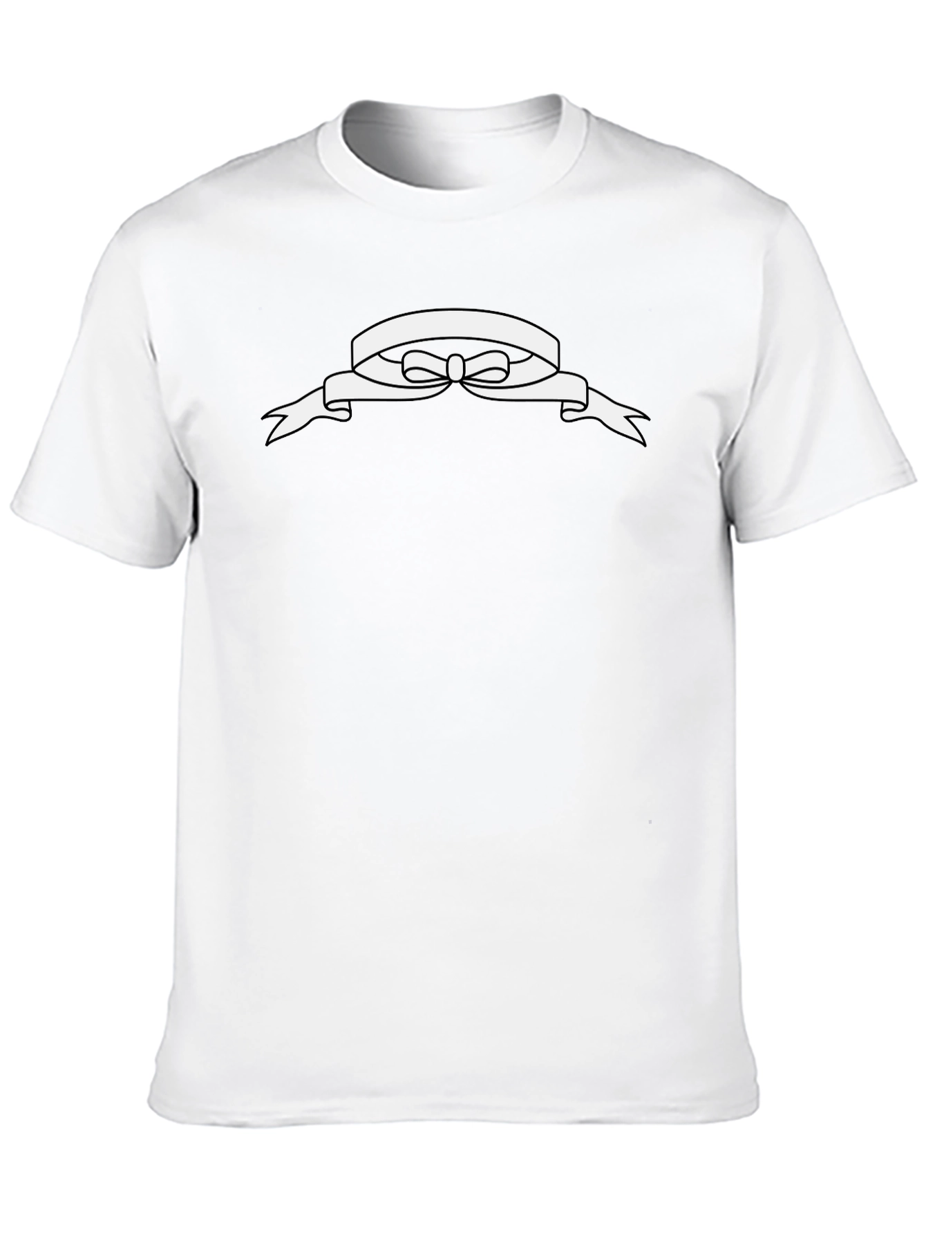 Black T-Shirt with White Ribbon Design