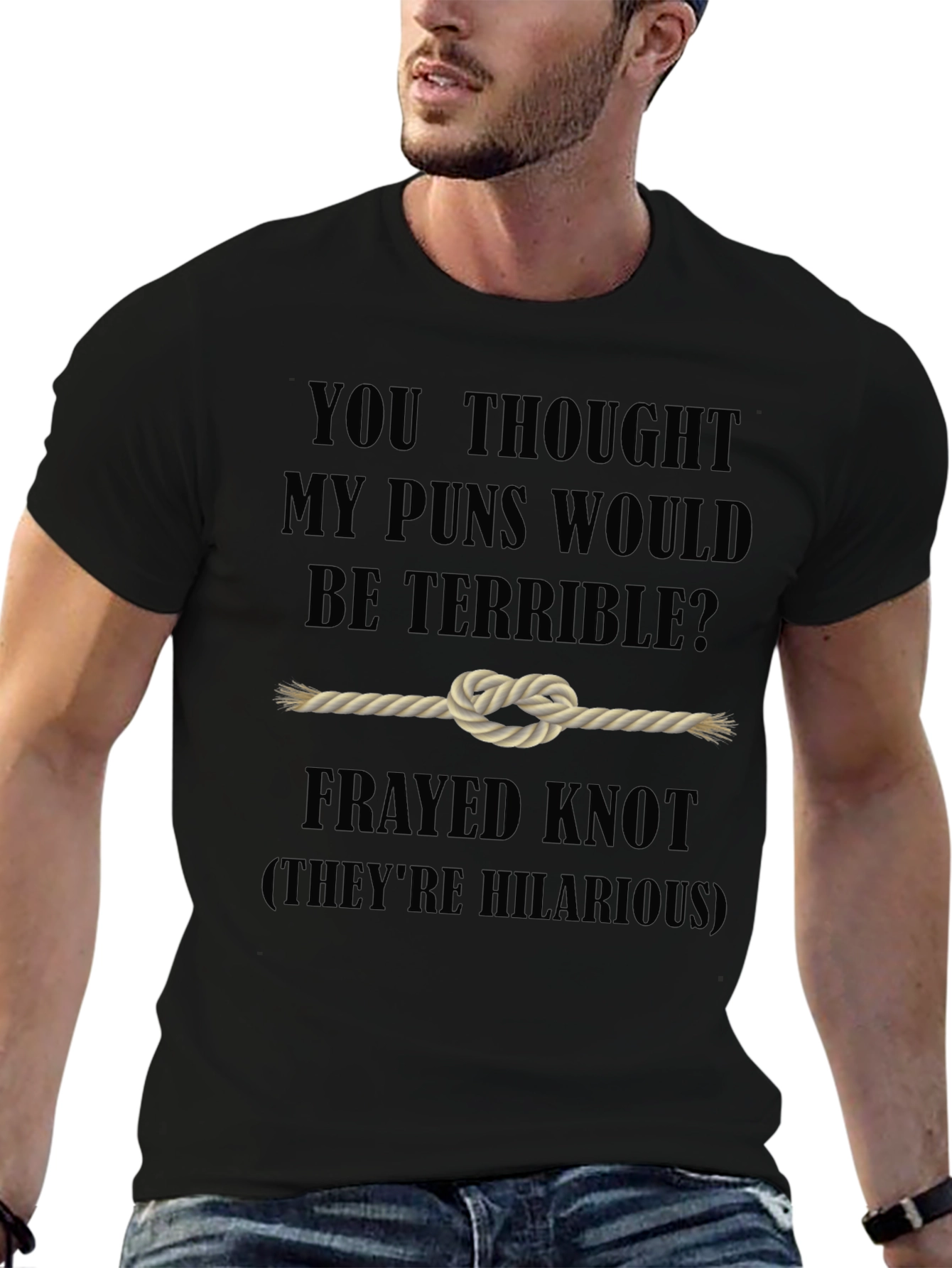 Punny Frayed Knot Graphic T-Shirt