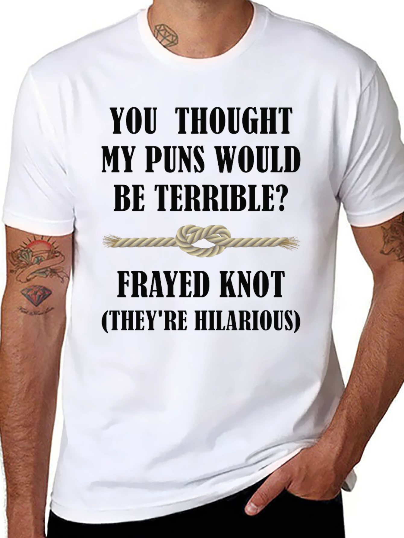 Punny Frayed Knot Graphic T-Shirt