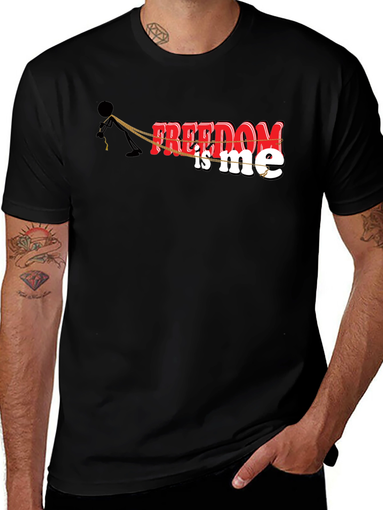 Freedom Is Me Graphic Black T-Shirt