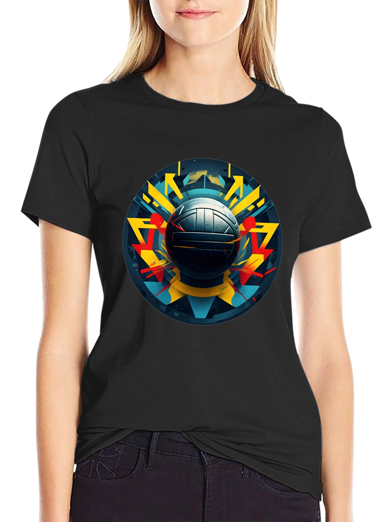 Volleyball Graphic Tee - Abstract Sport Design