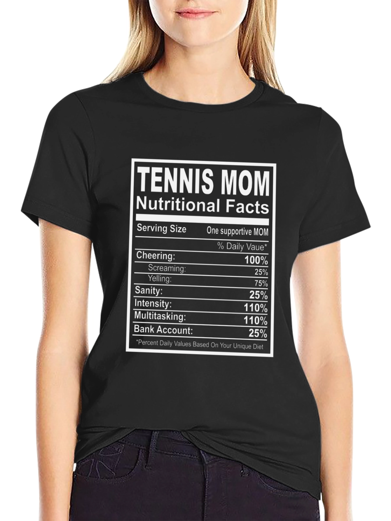 Tennis Mom Nutritional Facts Funny T-Shirt