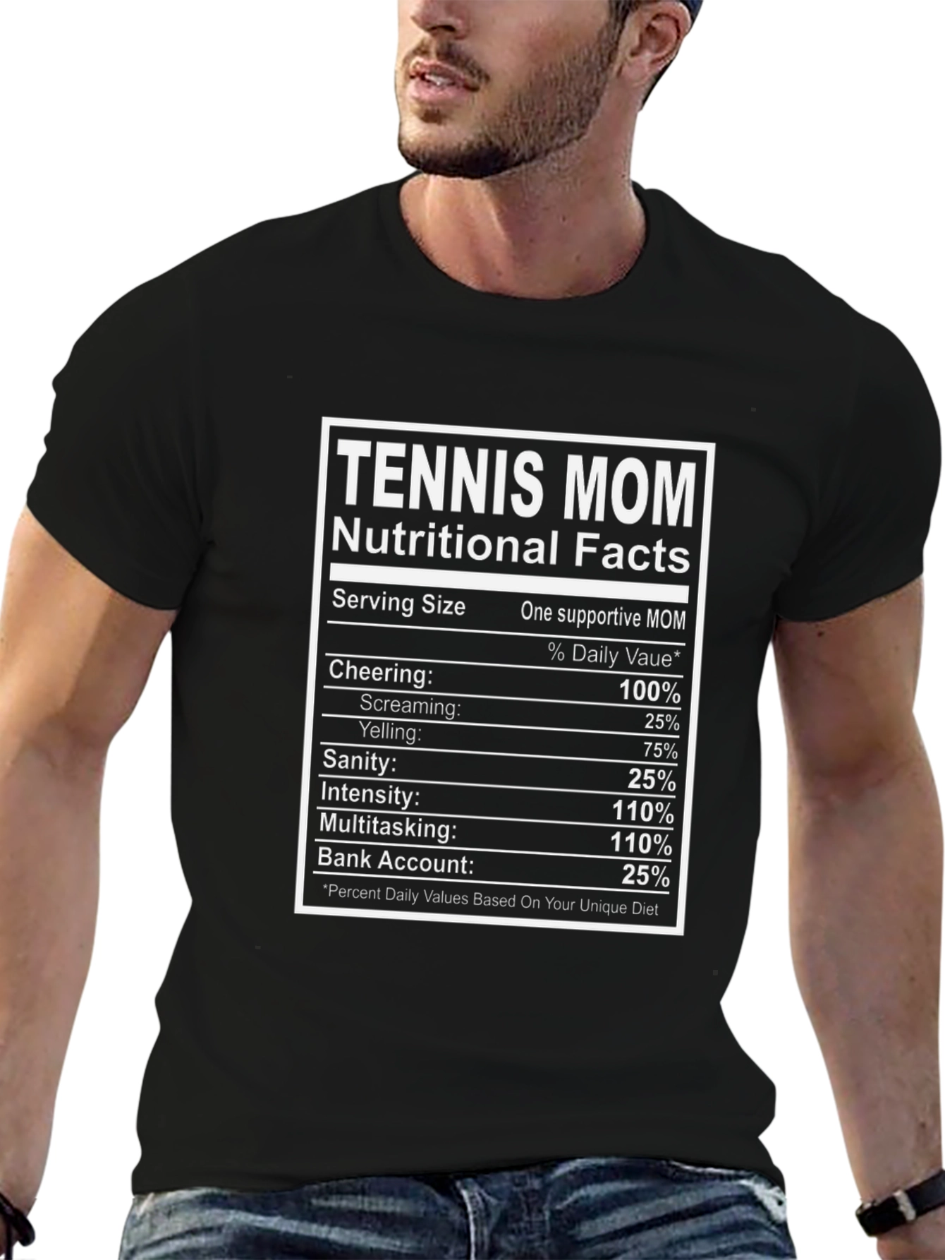 Tennis Mom Nutritional Facts Funny T-Shirt