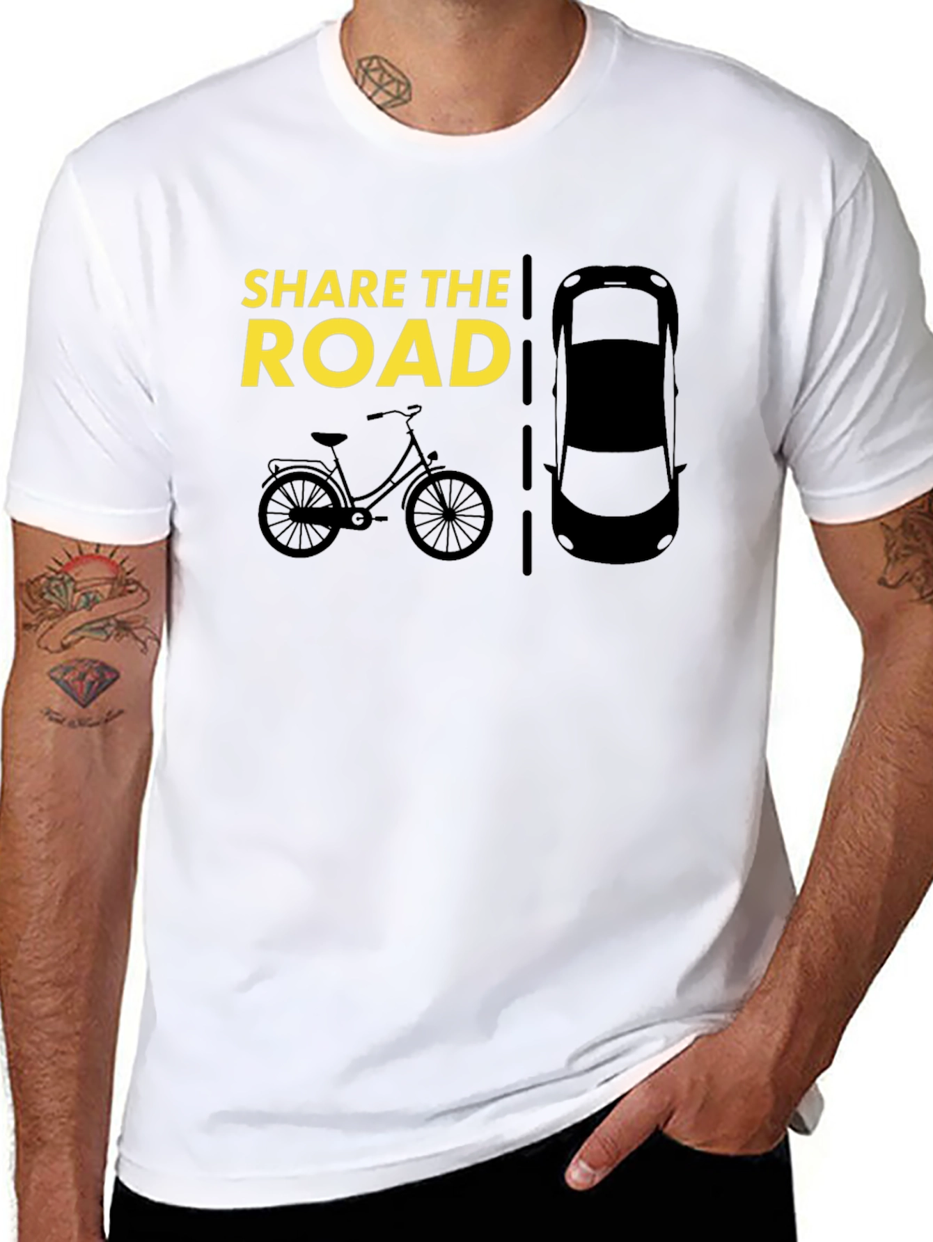 Share the Road T-Shirt - Bicycle and Car Design