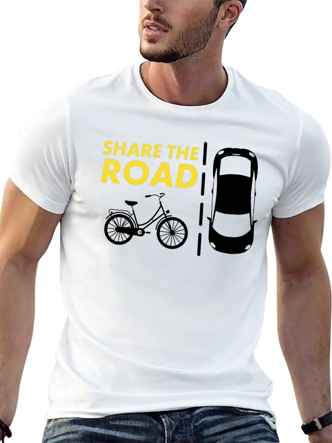 Share the Road T-Shirt - Bicycle and Car Design