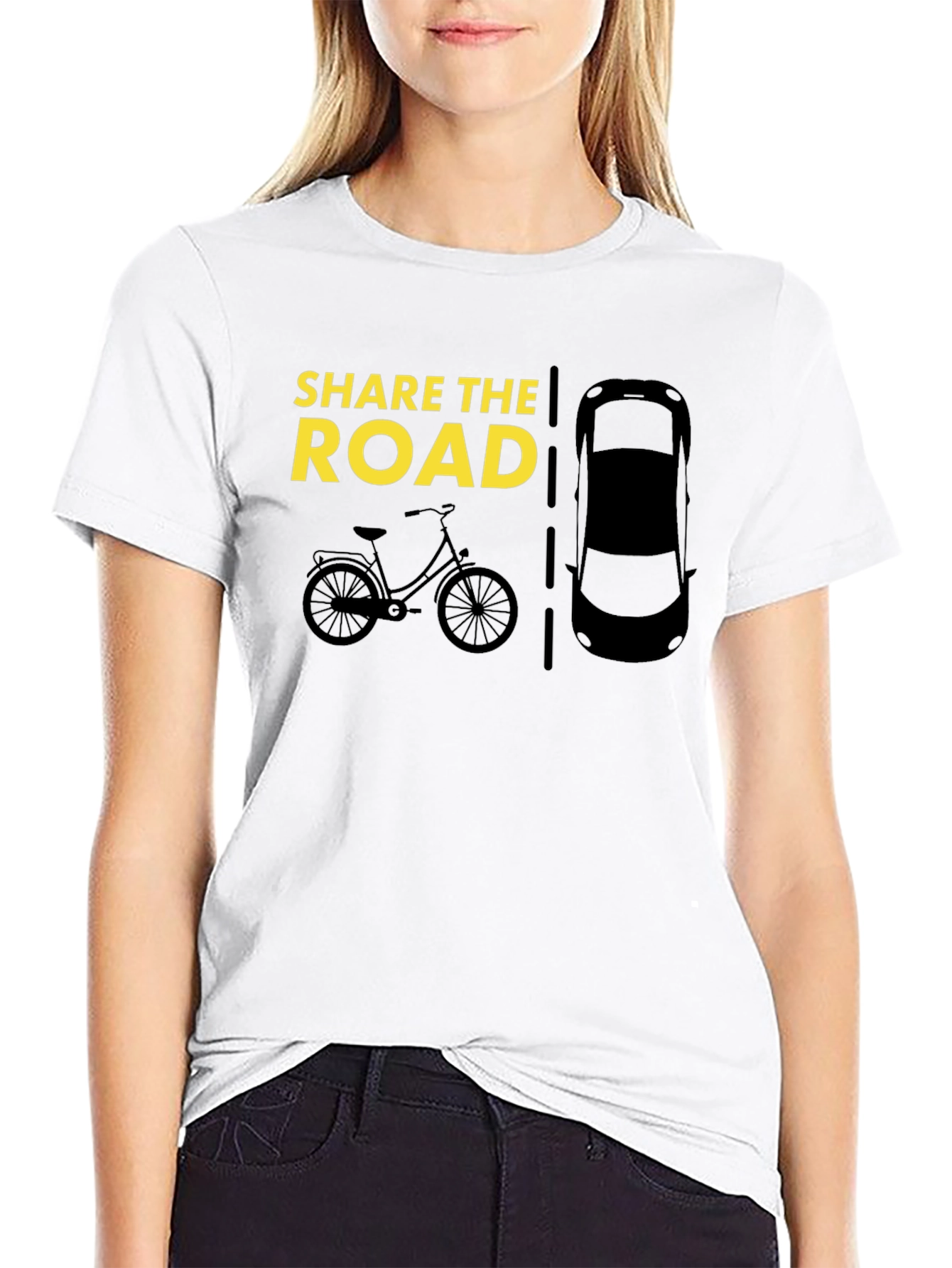 Share the Road T-Shirt - Bicycle and Car Design