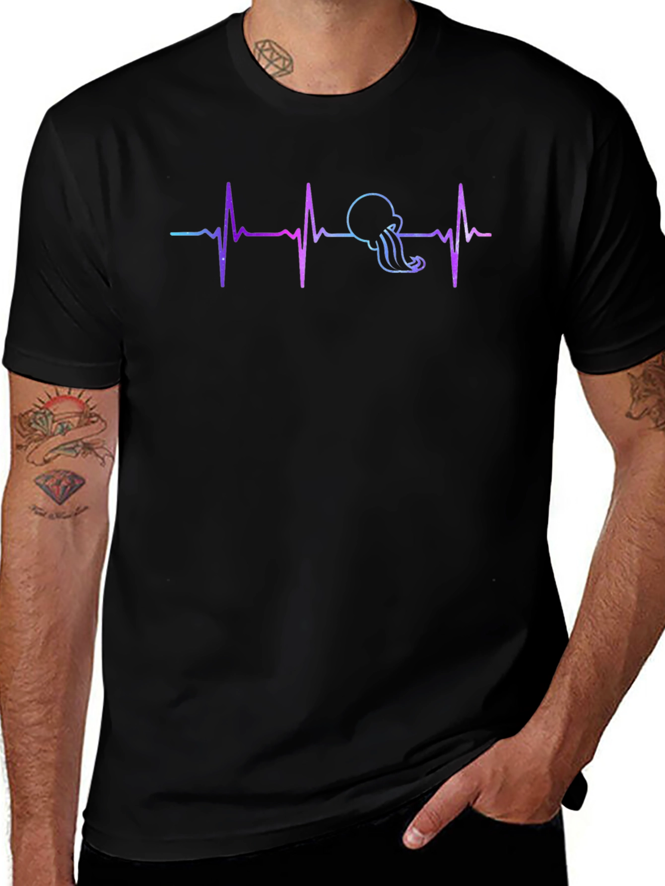 Aquarius Heartbeat T-Shirt - Black