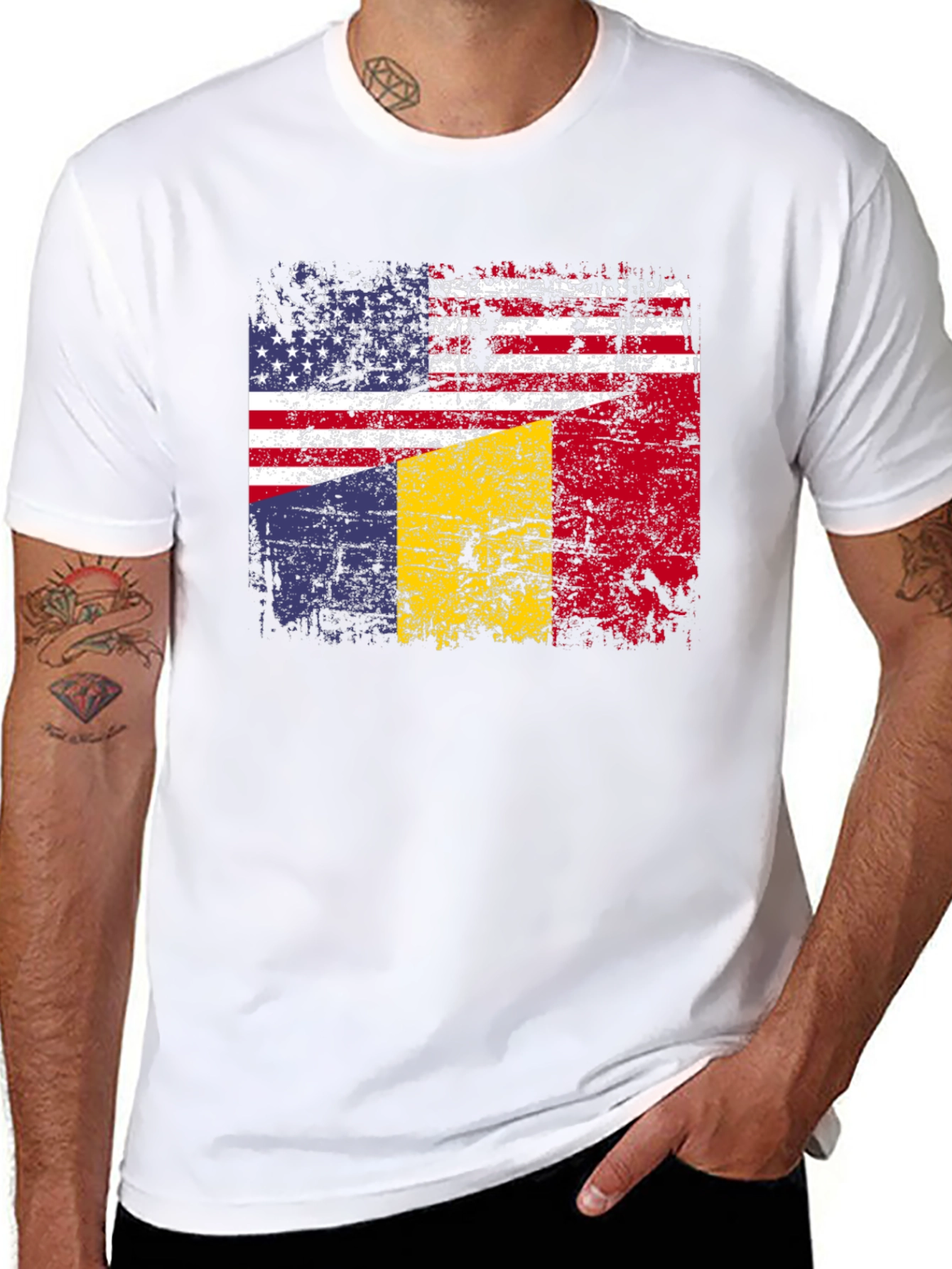 USA Romania Flag Graphic T-Shirt