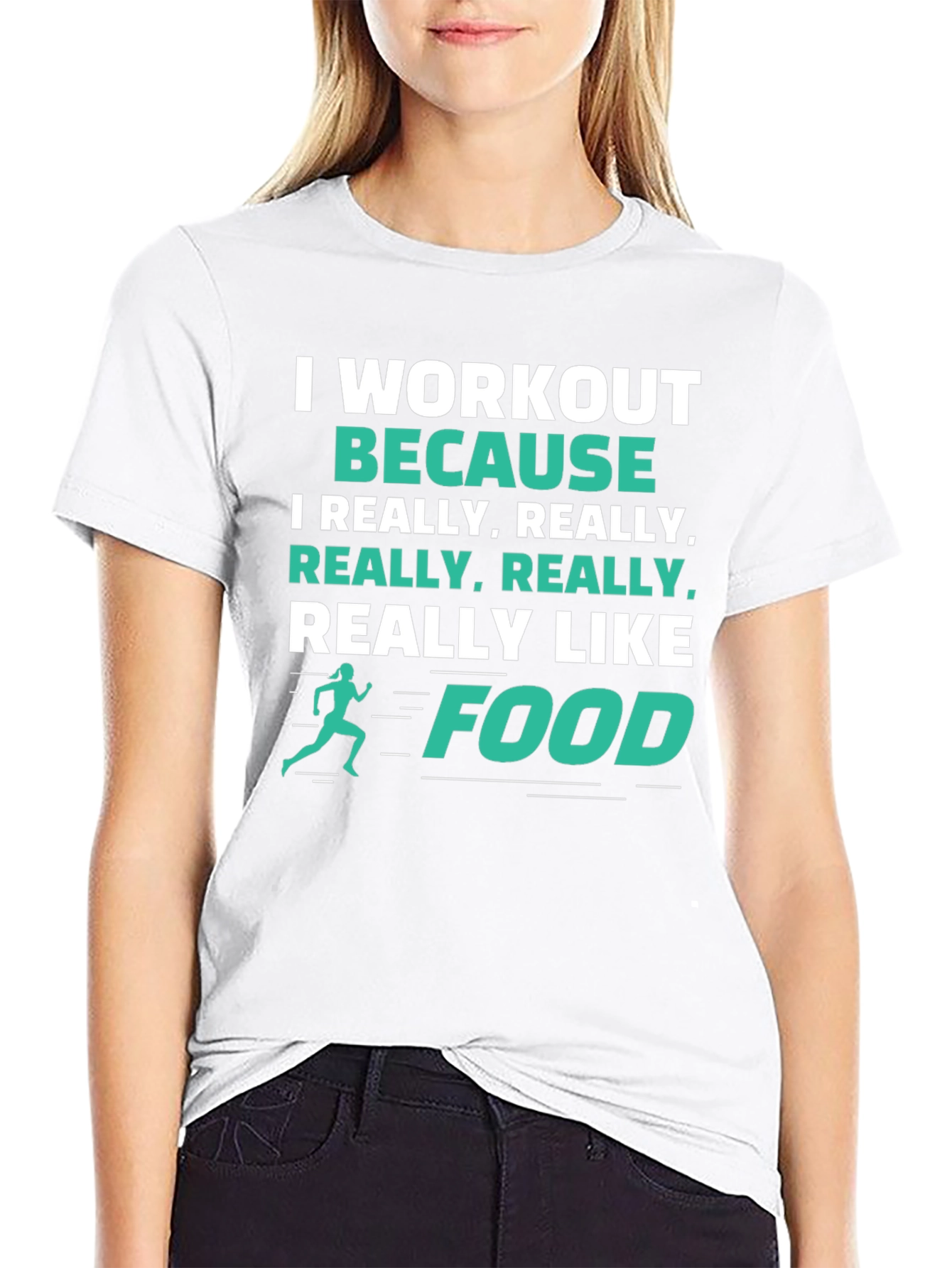 Workout Because Food Funny Graphic Tee Shirt