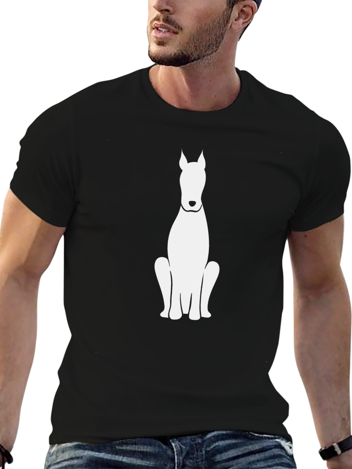 Dog Silhouette Graphic Tee - Casual Comfort