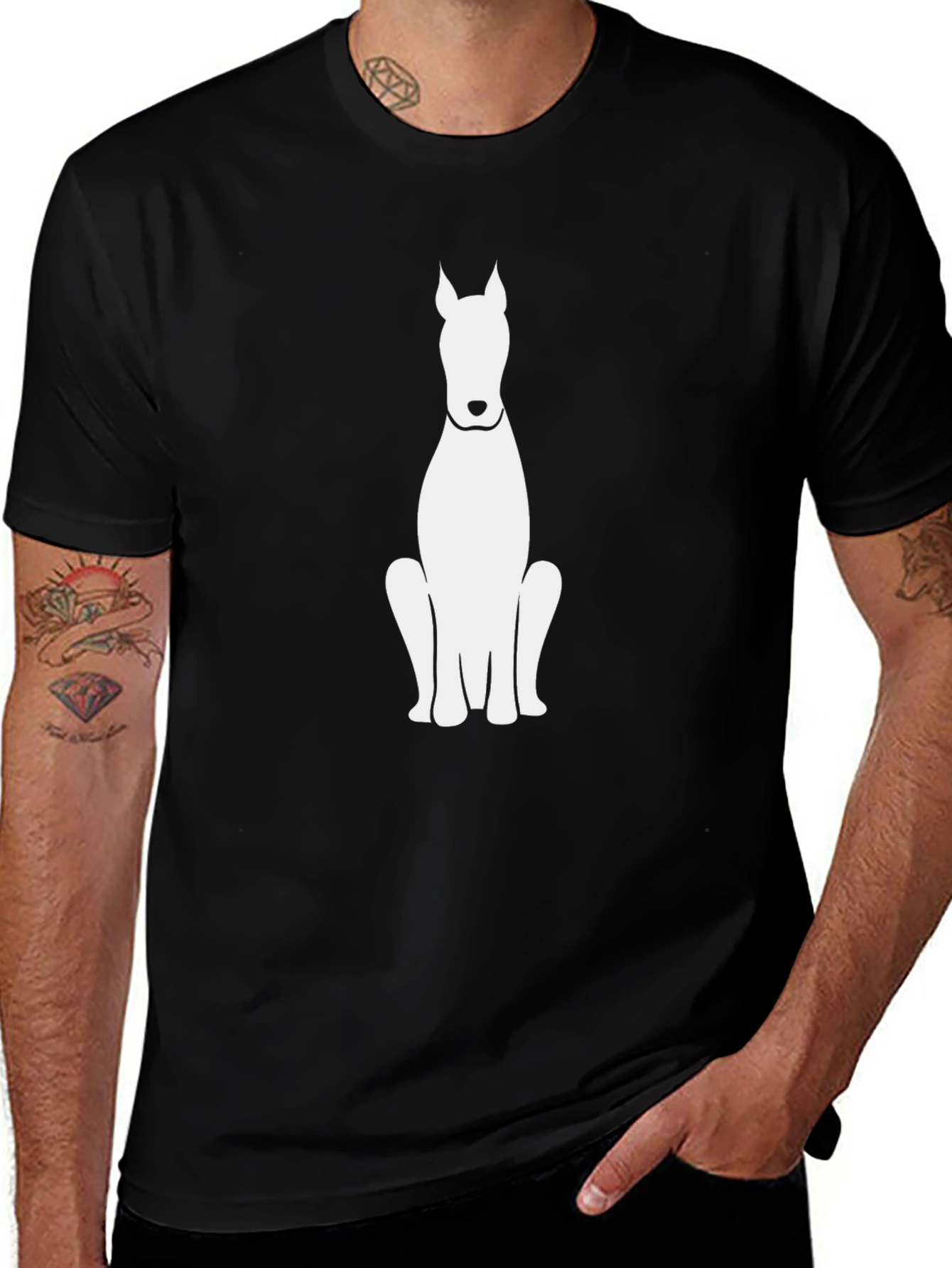 Dog Silhouette Graphic Tee - Casual Comfort