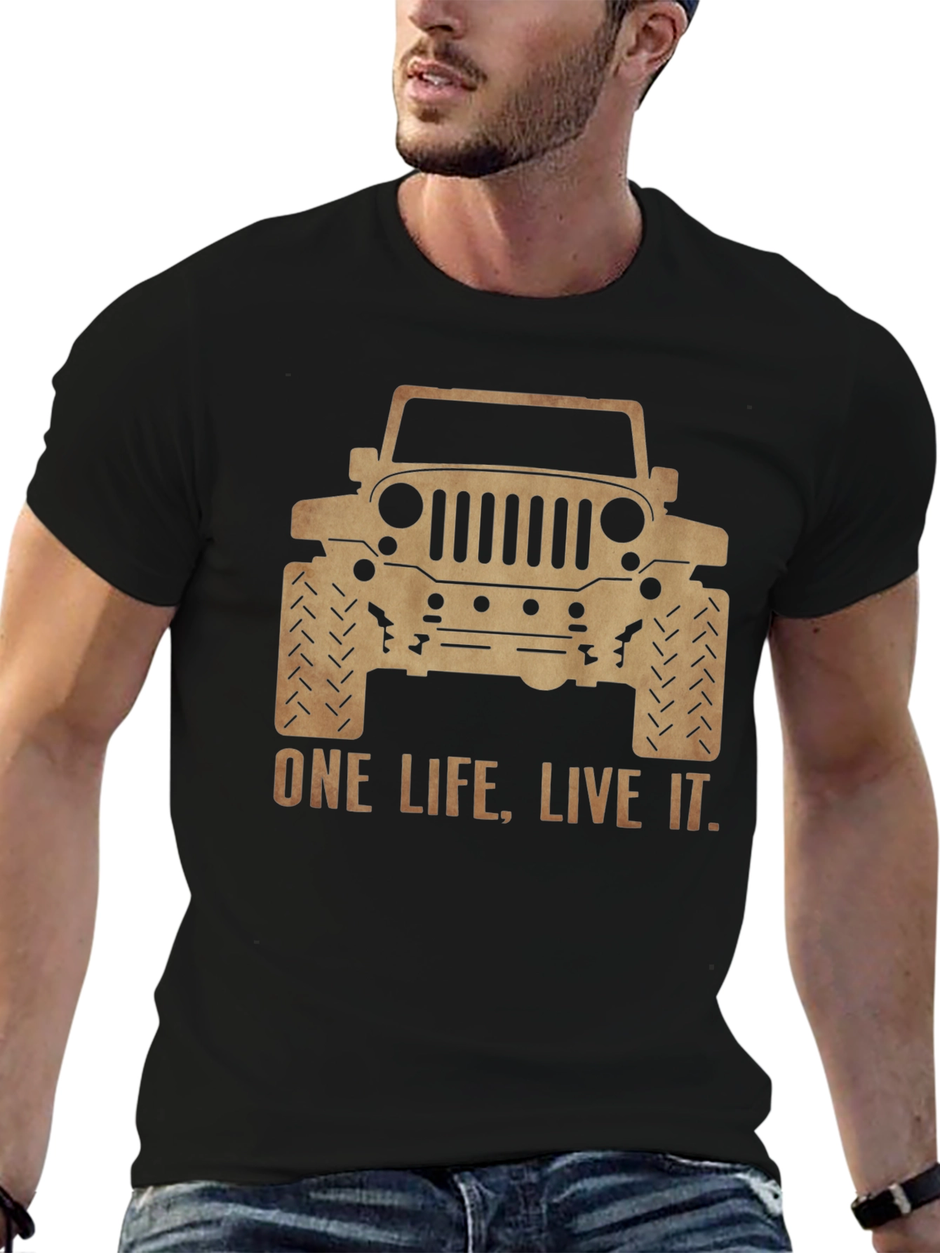 One Life Live It Jeep Graphic Tee - Black