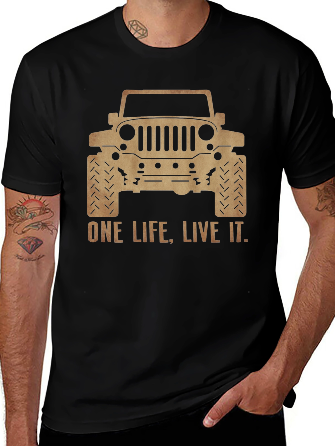 One Life Live It Jeep Graphic Tee - Black