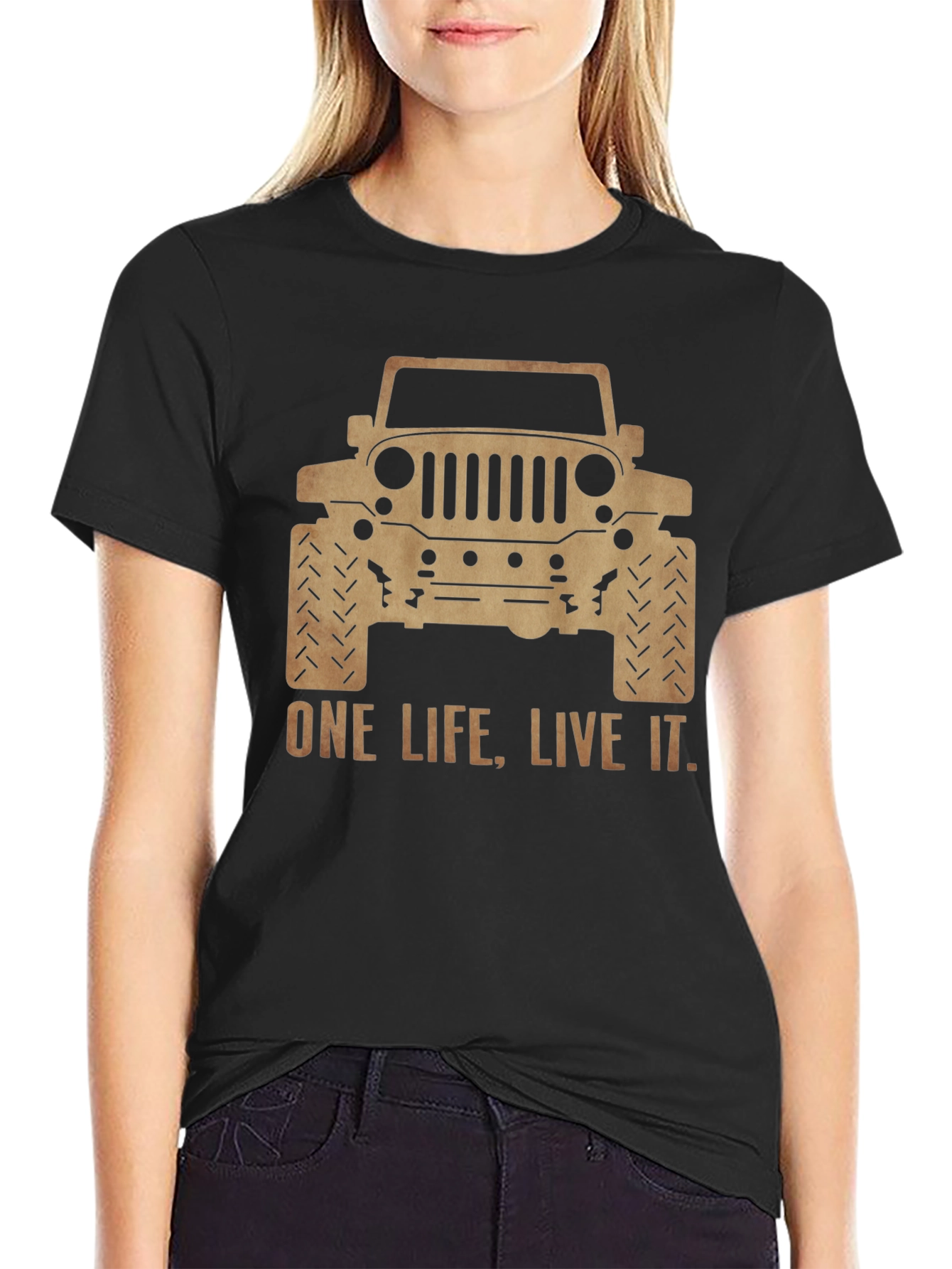One Life Live It Jeep Graphic Tee - Black