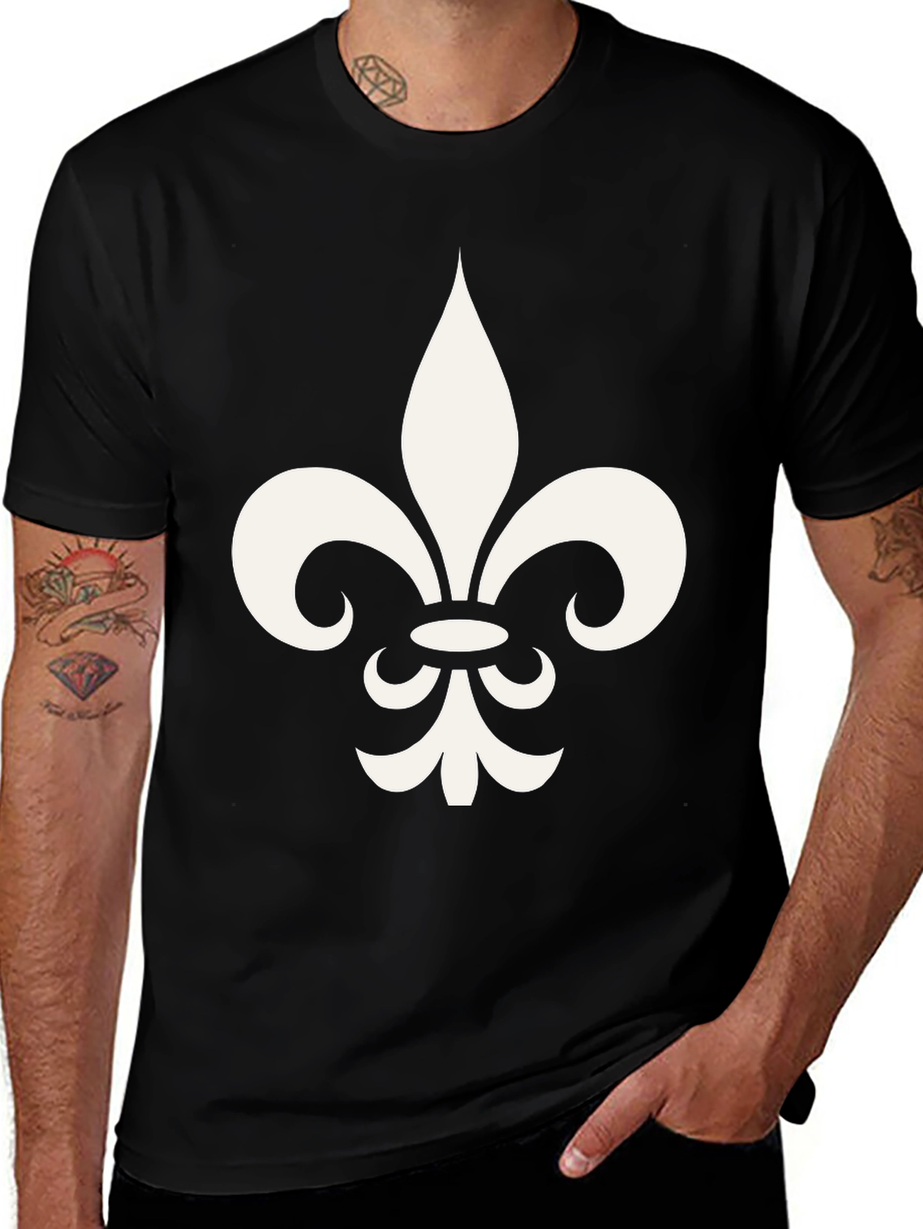 Fleur-de-lis Graphic Print Black T-Shirt