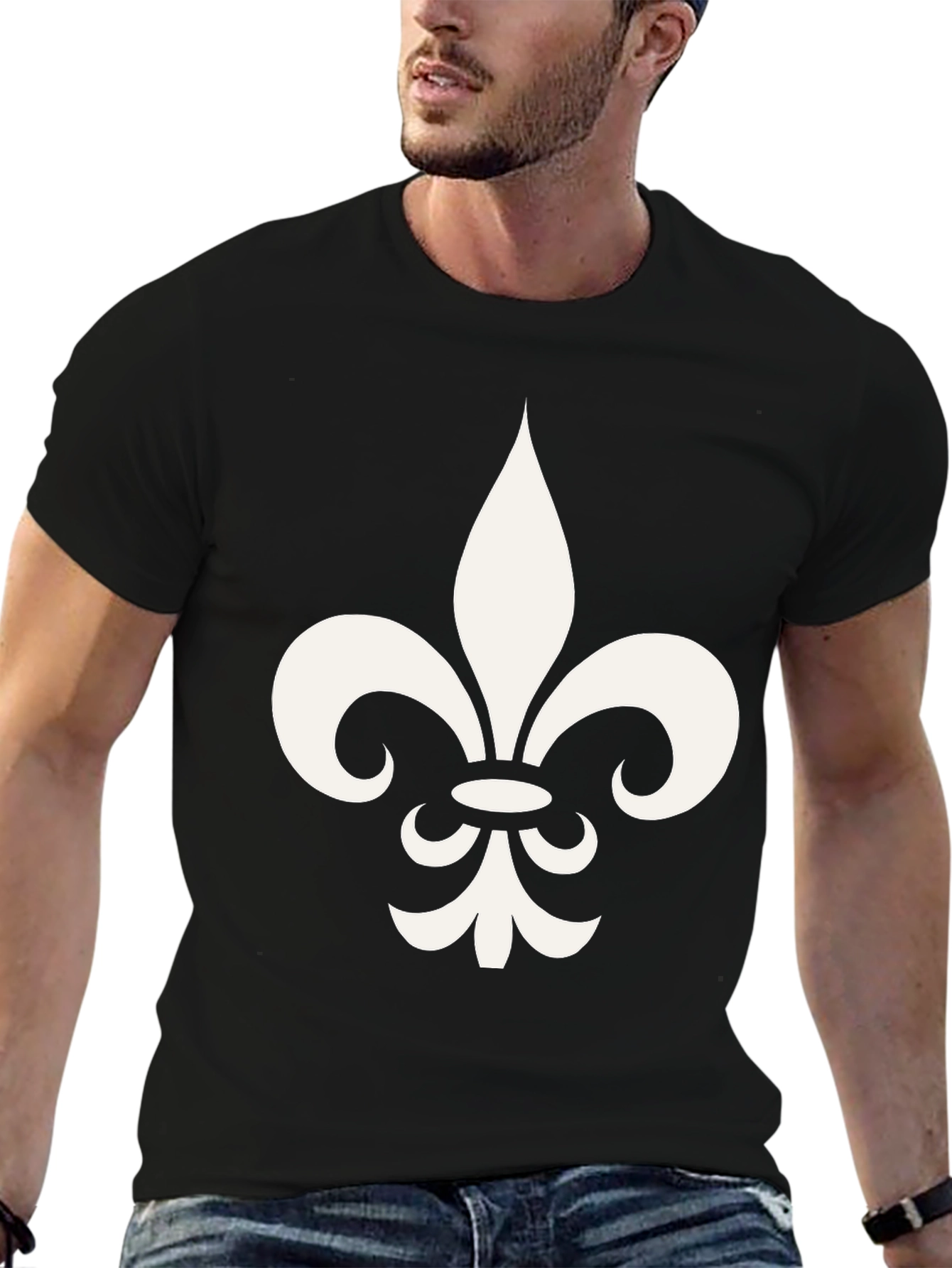 Fleur-de-lis Graphic Print Black T-Shirt
