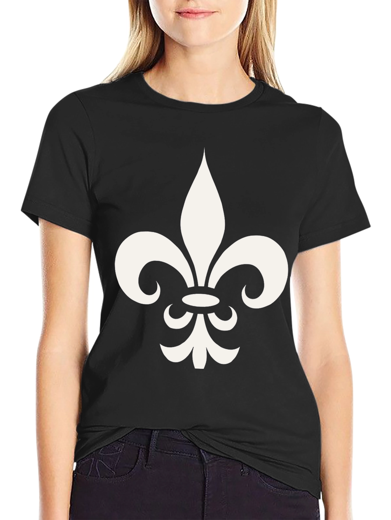 Fleur-de-lis Graphic Print Black T-Shirt