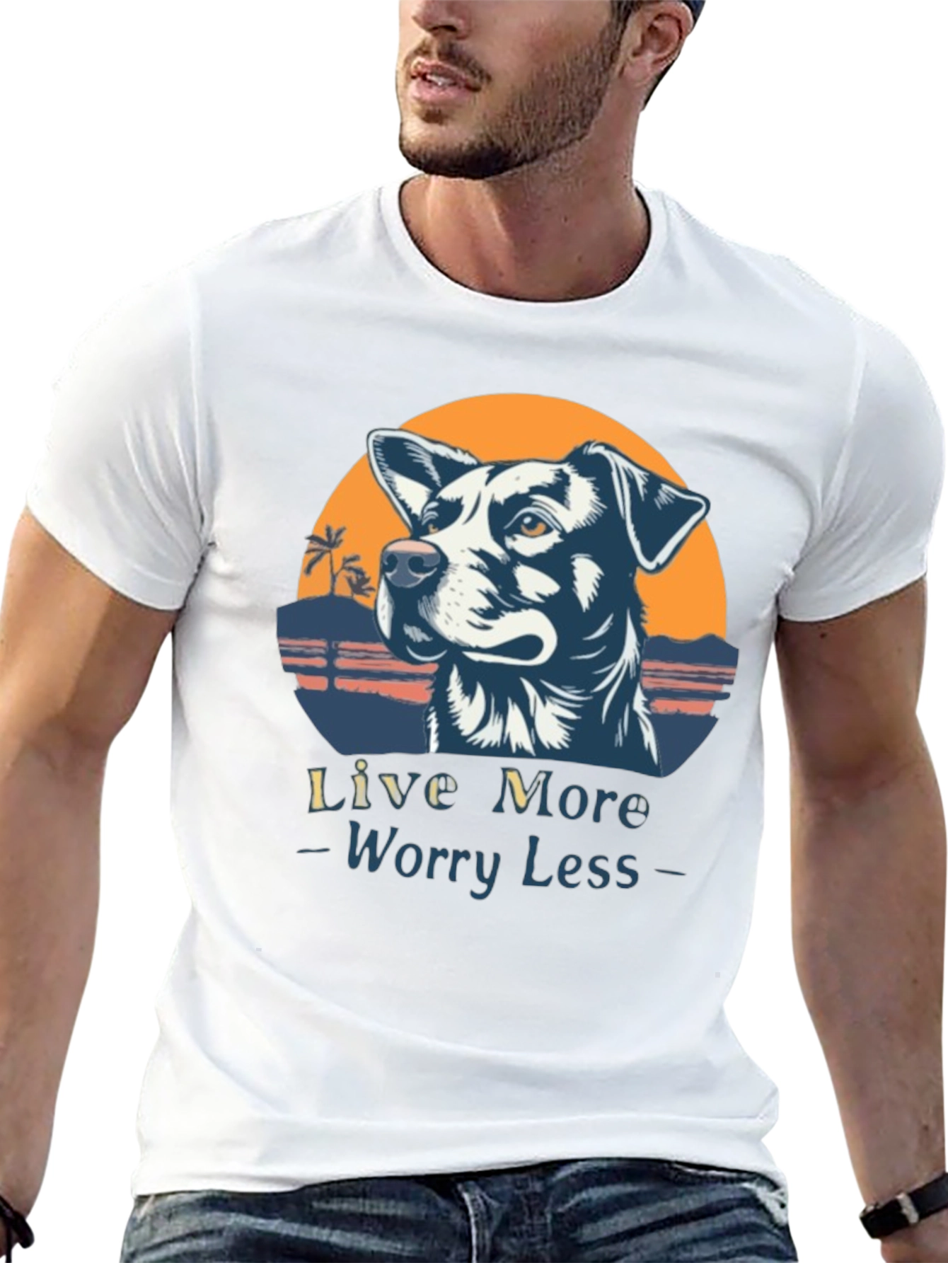 Live More Worry Less Dog Graphic T-Shirt
