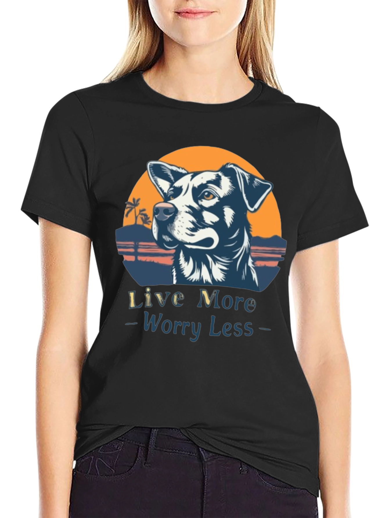 Live More Worry Less Dog Graphic T-Shirt
