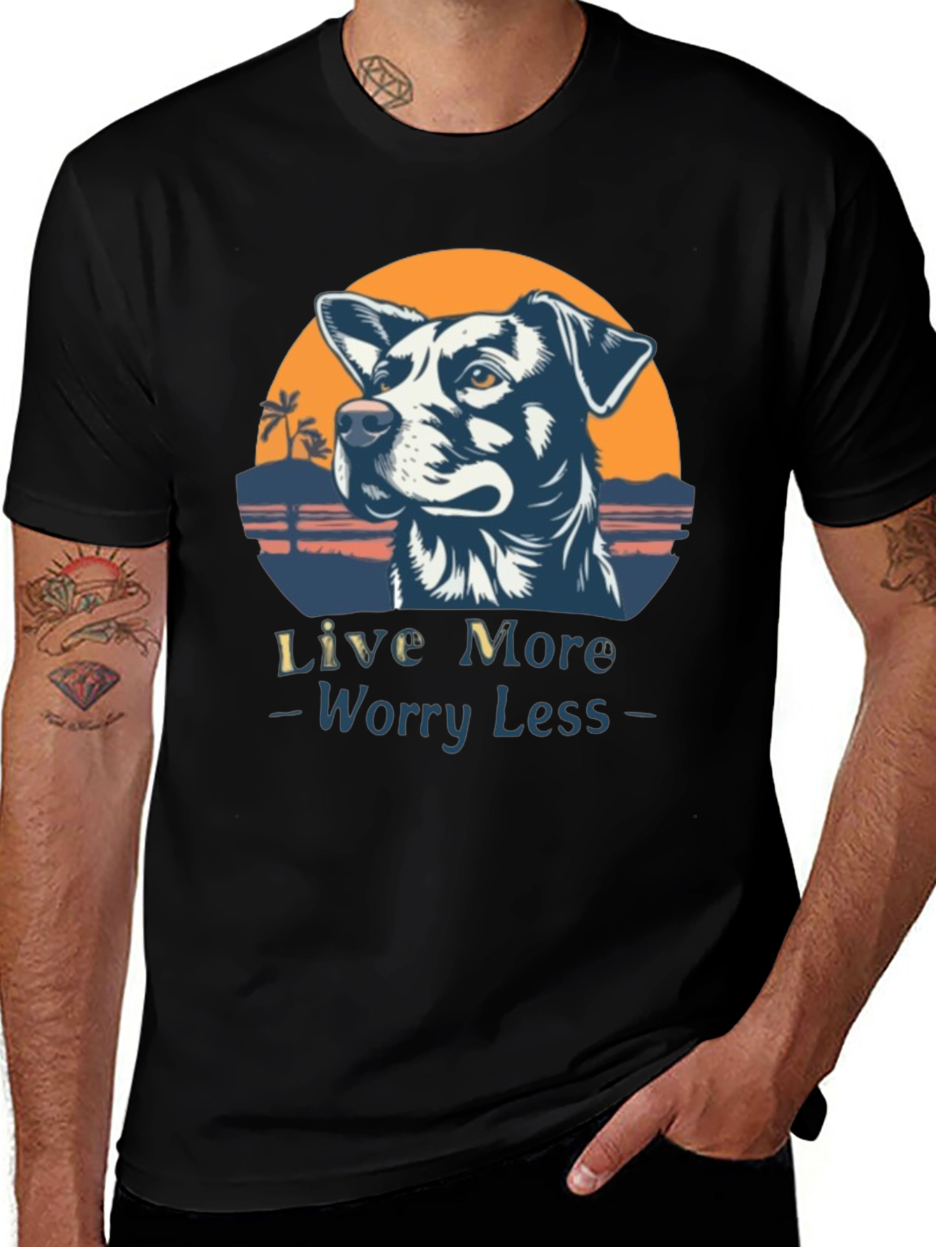 Live More Worry Less Dog Graphic T-Shirt