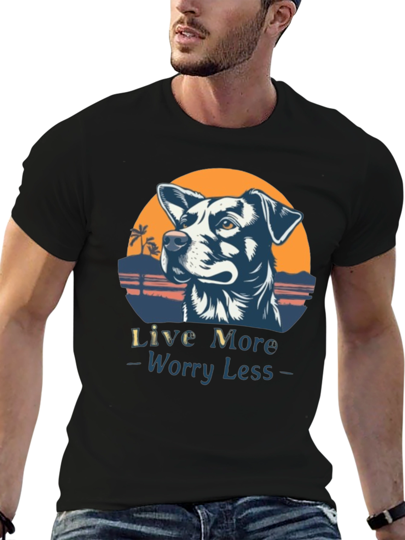 Live More Worry Less Dog Graphic T-Shirt