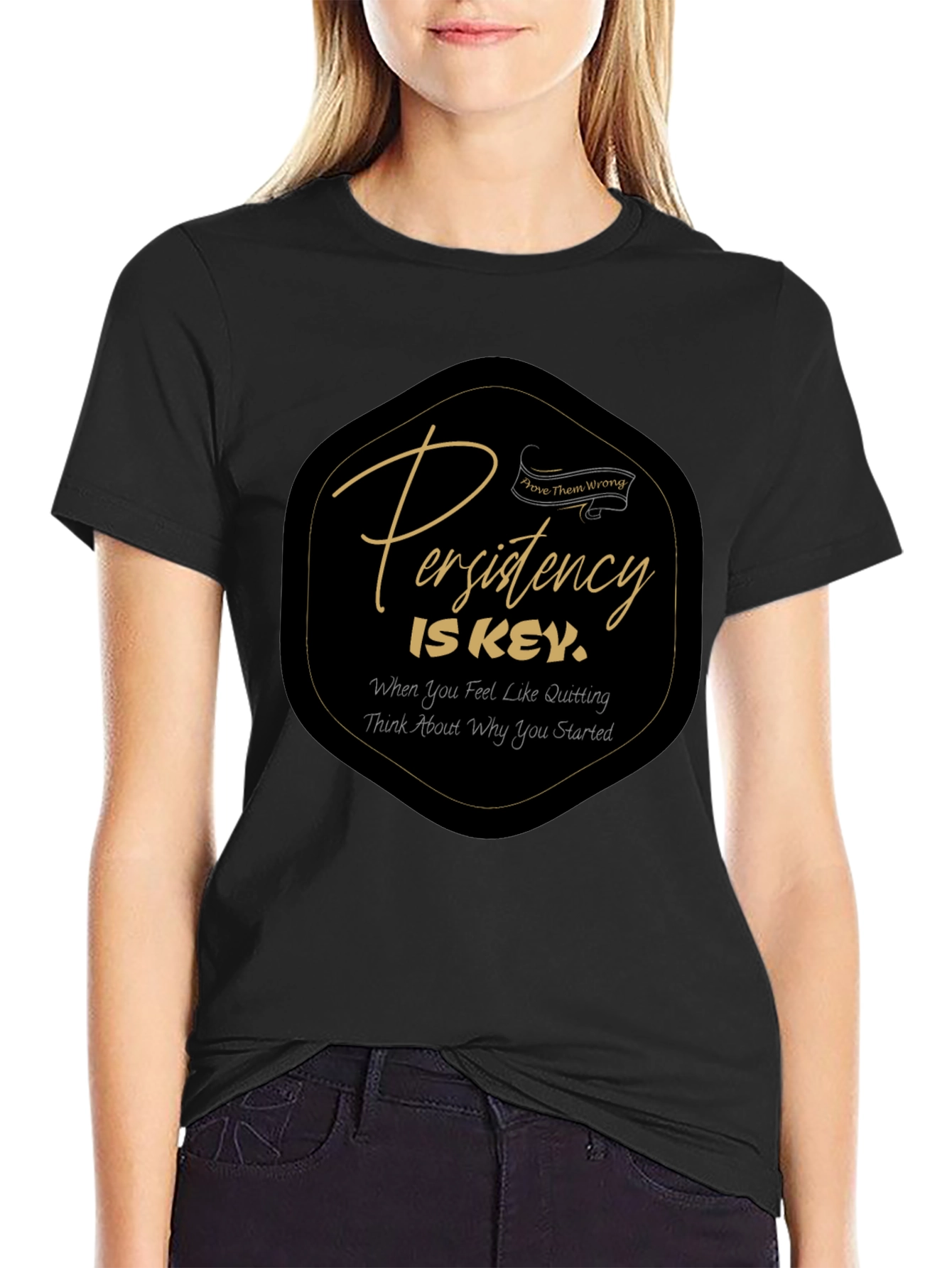 Persistence Is Key Black Graphic T-Shirt