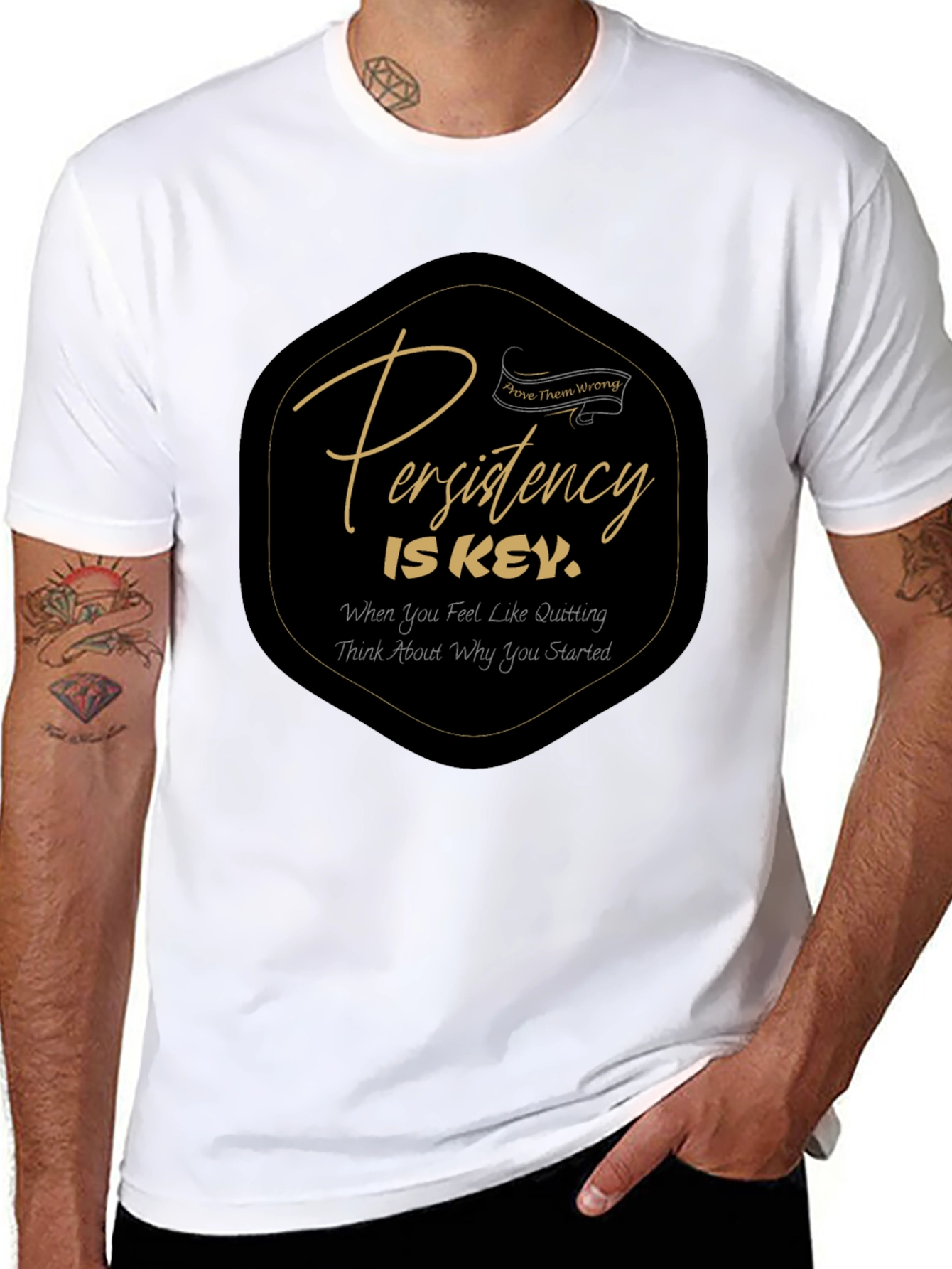 Persistence Is Key Black Graphic T-Shirt