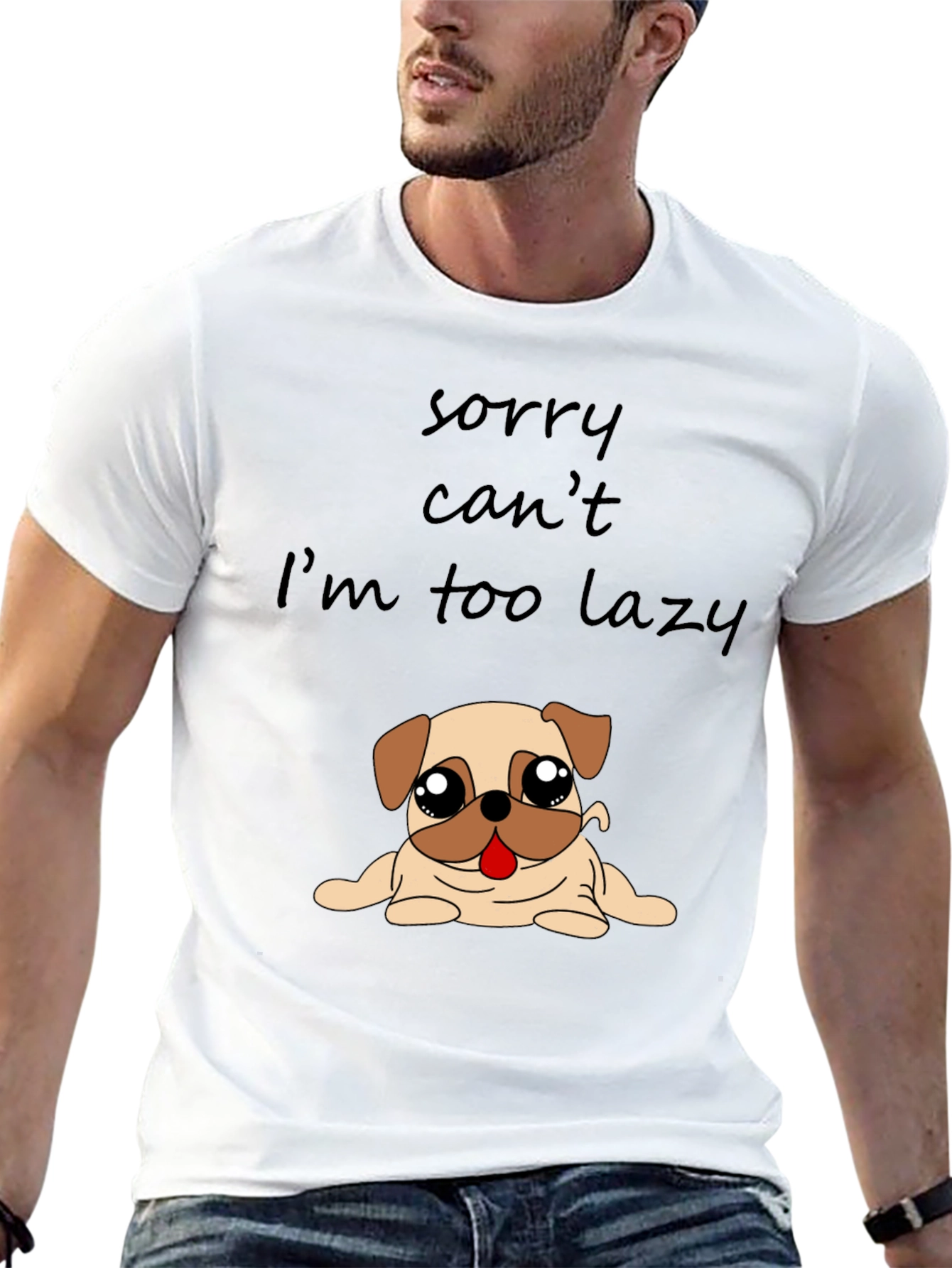 Lazy Pug Graphic T-Shirt - Funny Dog Lover Tee