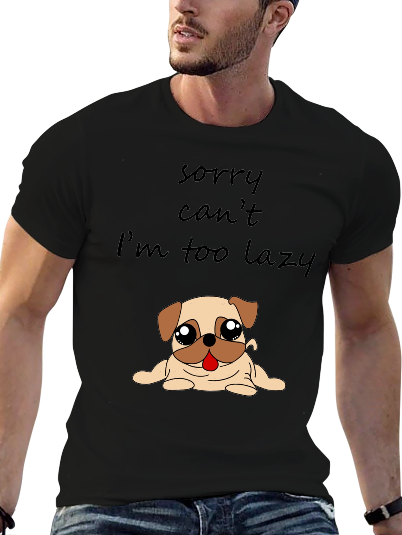 Lazy Pug Graphic T-Shirt - Funny Dog Lover Tee
