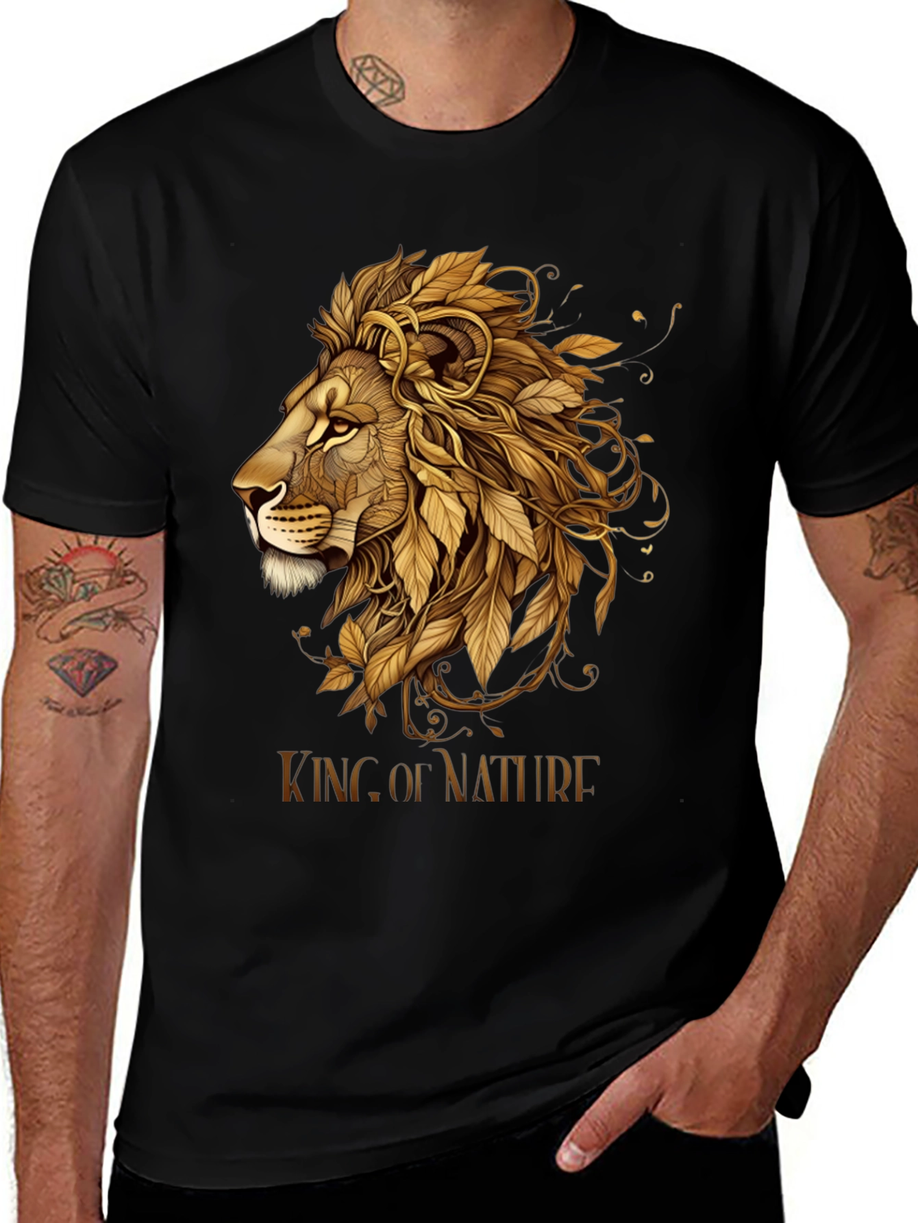King of Nature Lion Graphic Tee - Black