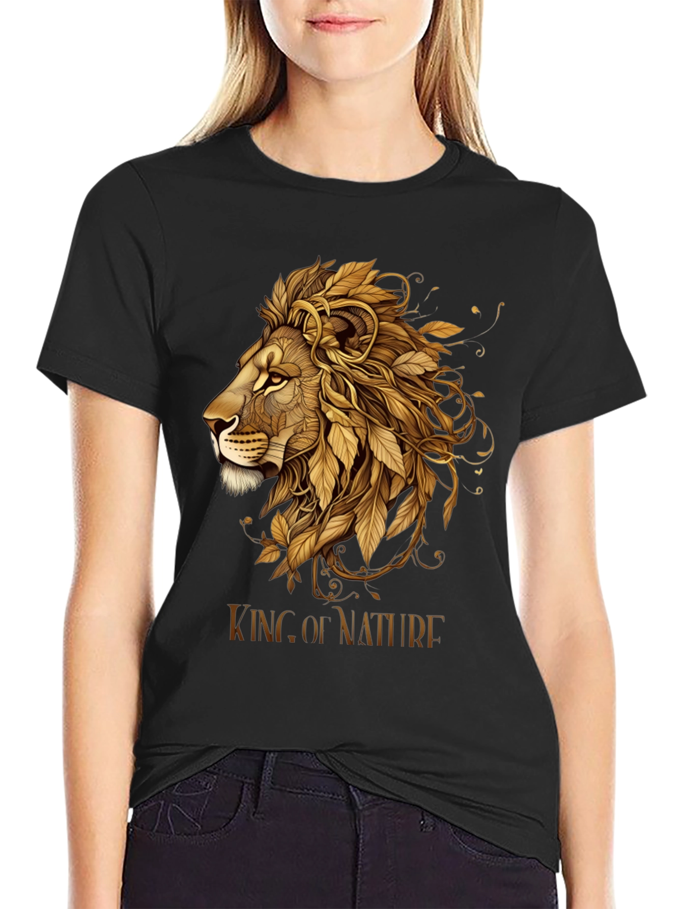King of Nature Lion Graphic Tee - Black