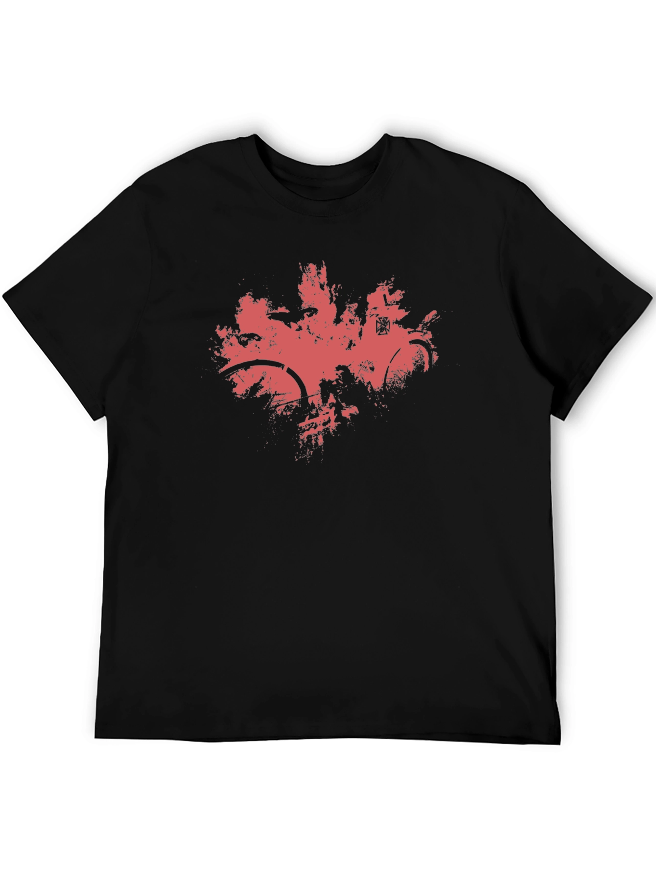 Mens Black T-Shirt with Abstract Red Bike Print