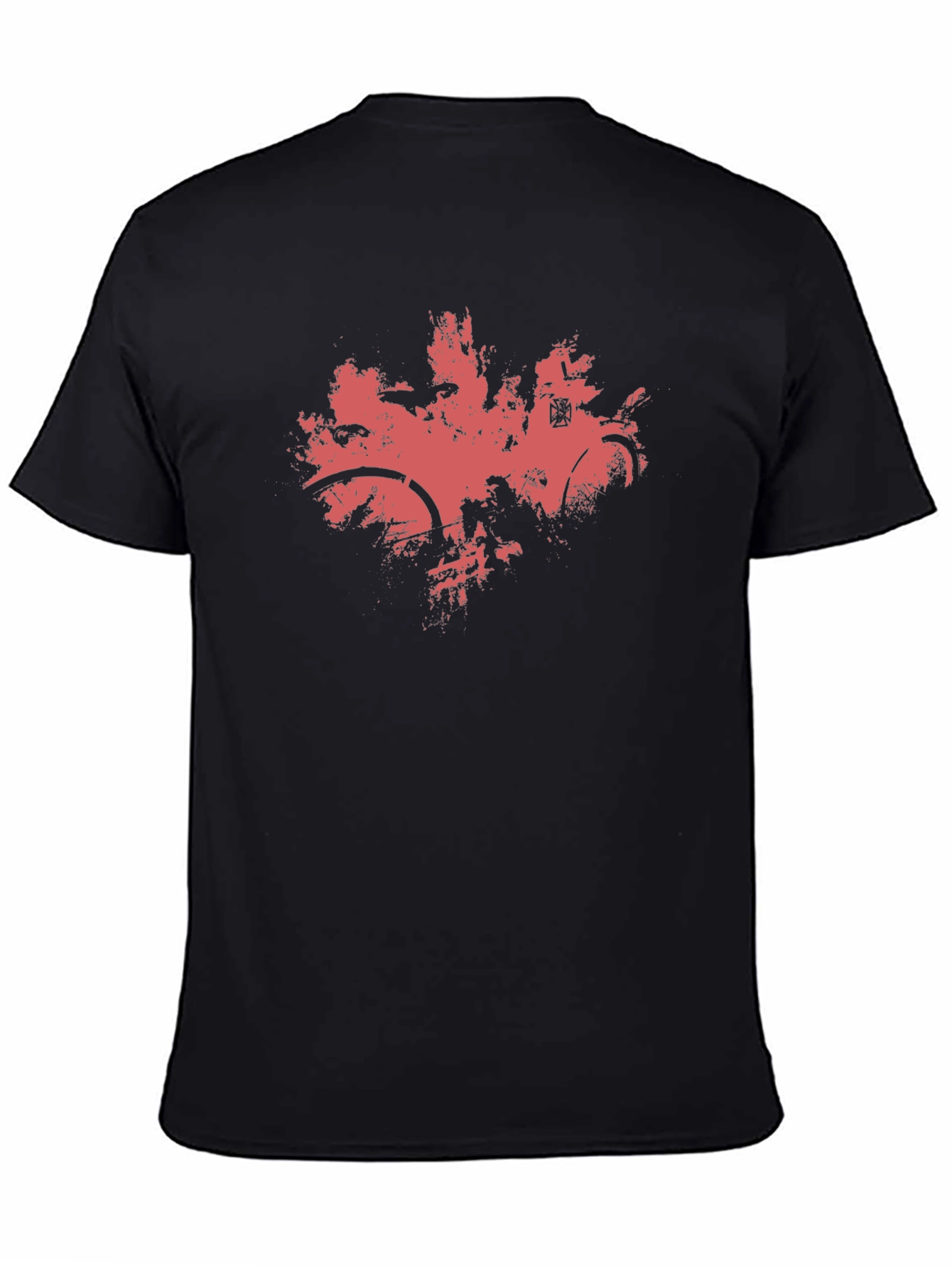 Mens Black T-Shirt with Abstract Red Bike Print