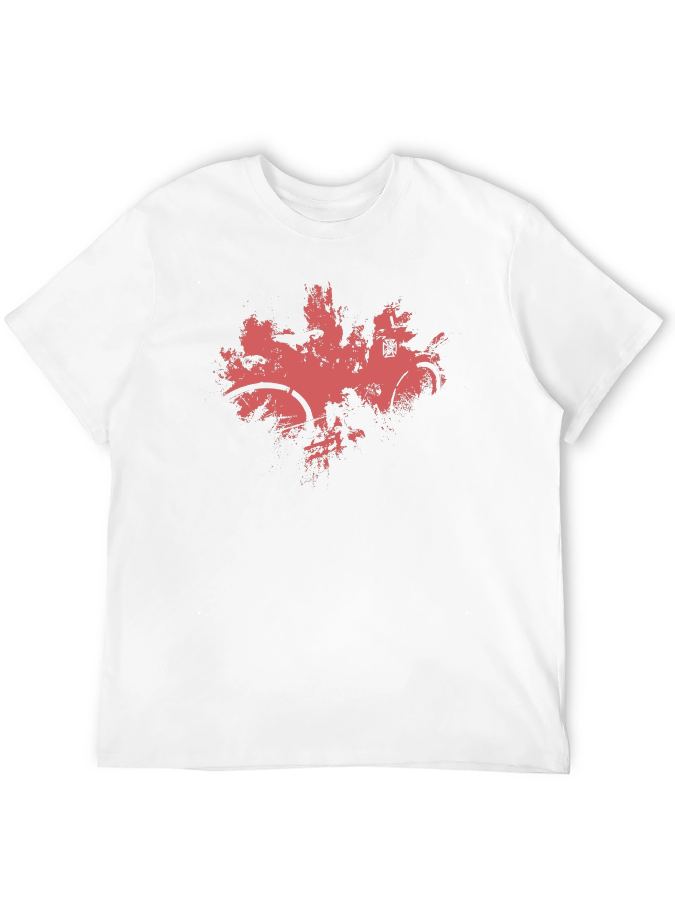 Mens Black T-Shirt with Abstract Red Bike Print