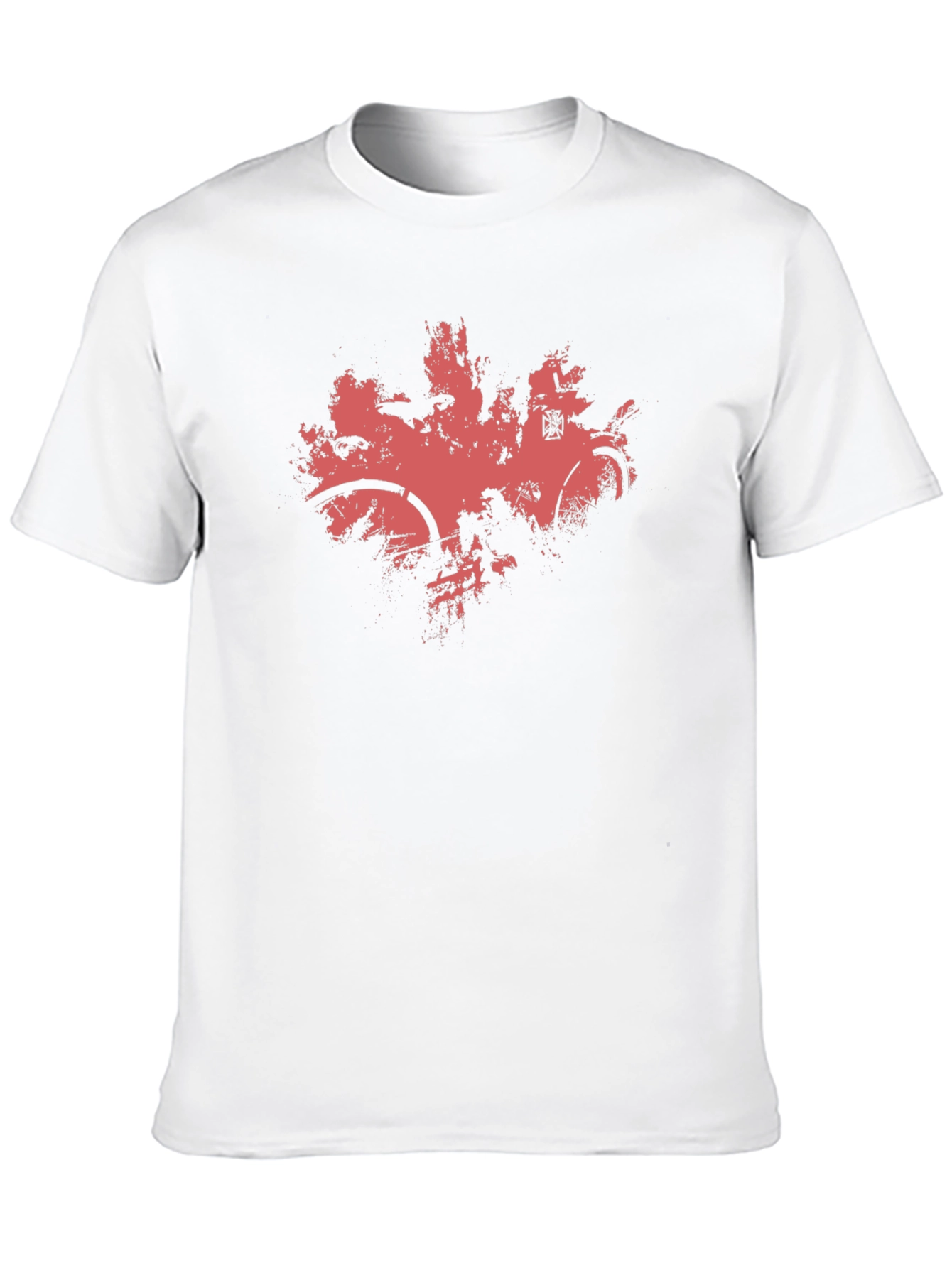 Mens Black T-Shirt with Abstract Red Bike Print