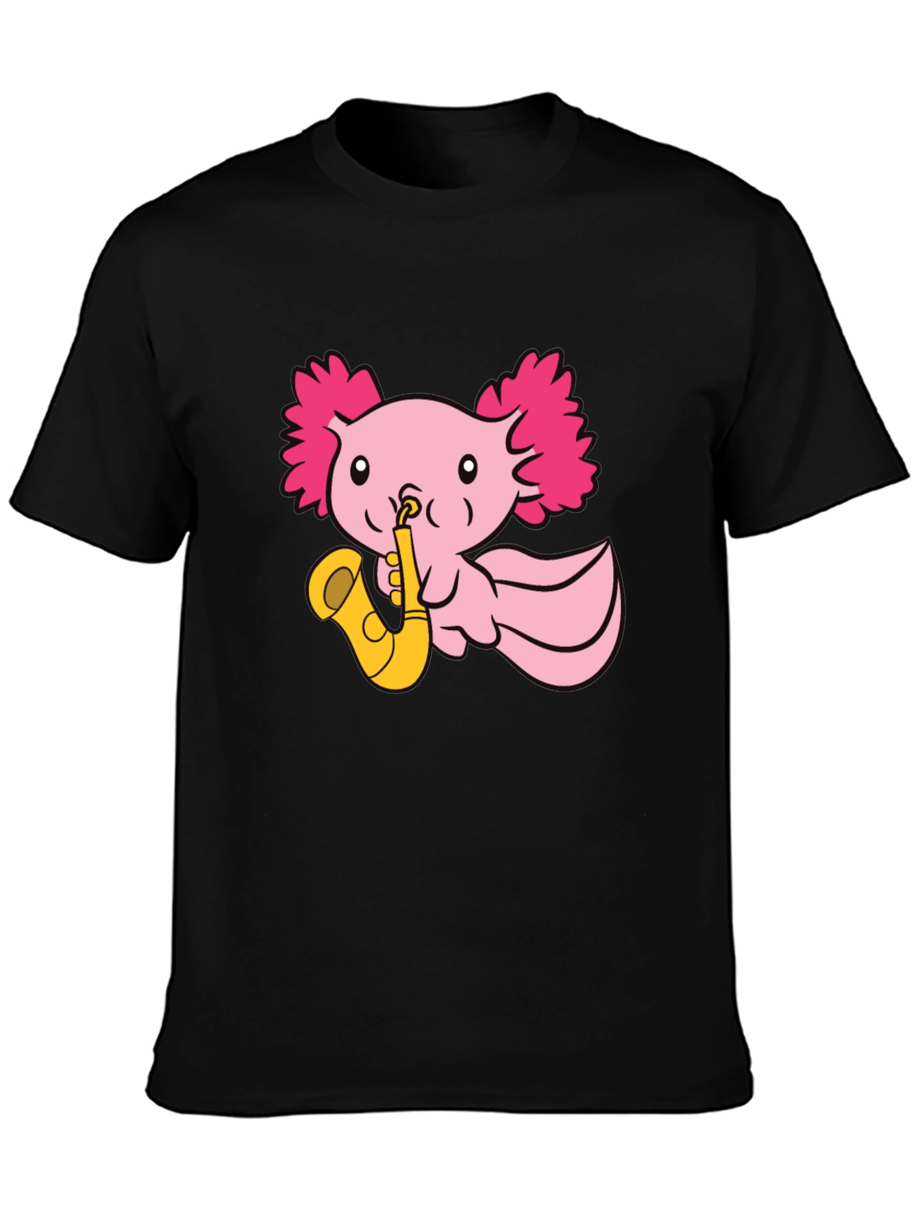 Axolotl Saxophone T-Shirt - Playful Pink Design