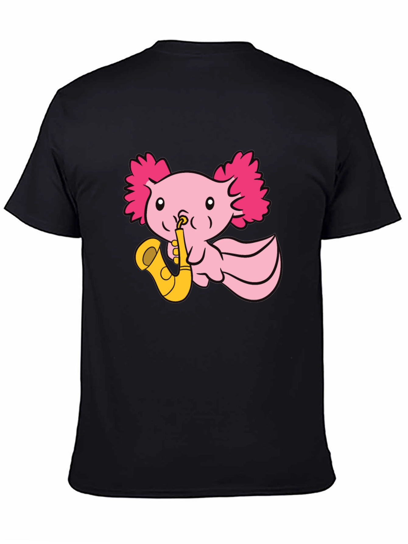 Axolotl Saxophone T-Shirt - Playful Pink Design