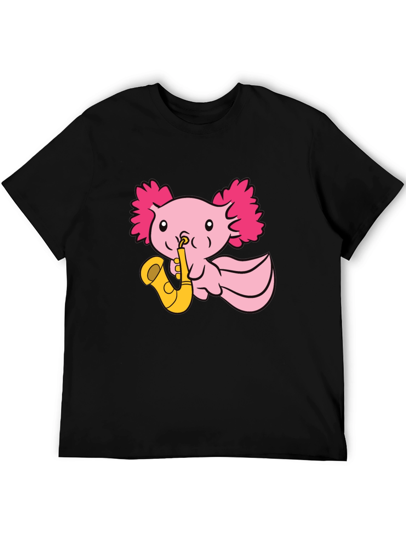 Axolotl Saxophone T-Shirt - Playful Pink Design